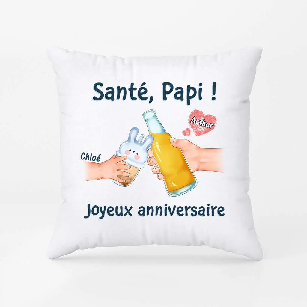 Coussin Personnalisé Anniversaire - Papa Papi Joyeux Anniversaire