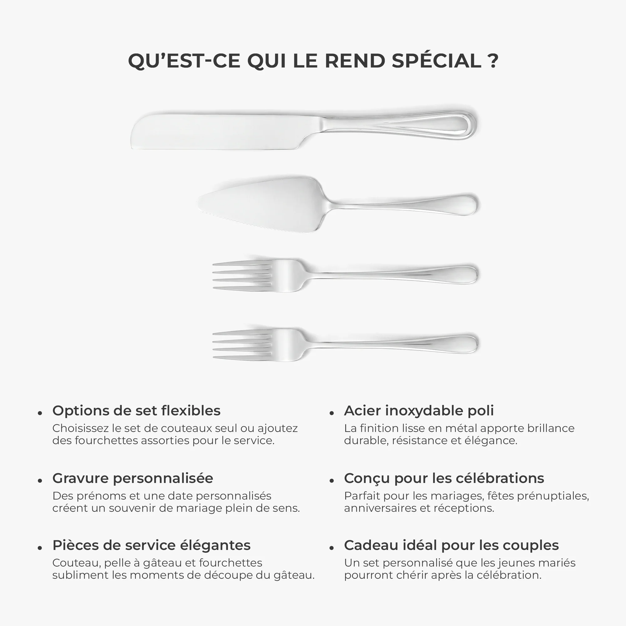 Couteau Et Pelle À Gâteau Pour Mariage Personnalisé - Couple Marié Et Fiancé - Image 6