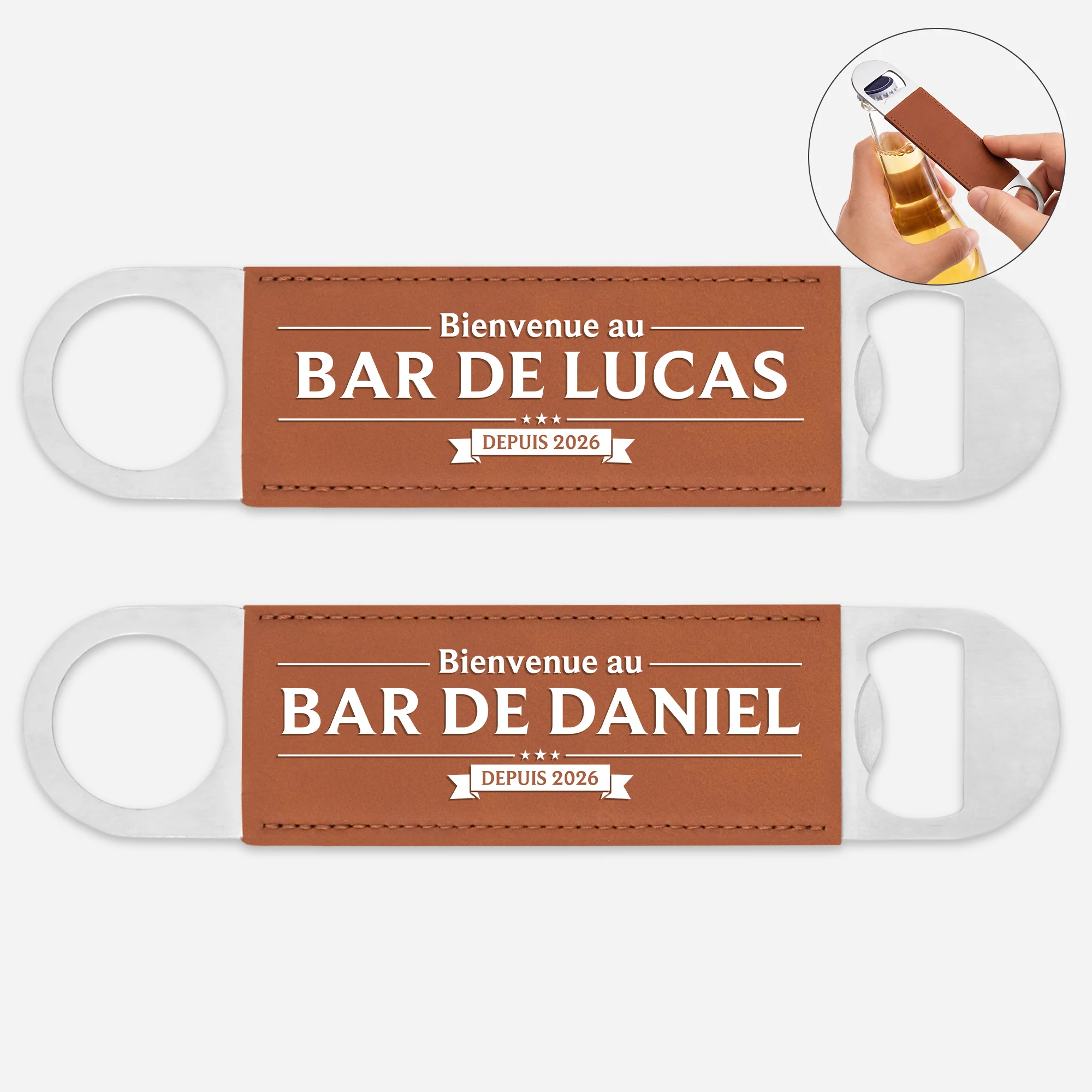 Décapsuleur Personnalisable En Cuir Pour Homme - Bienvenue Au Bar