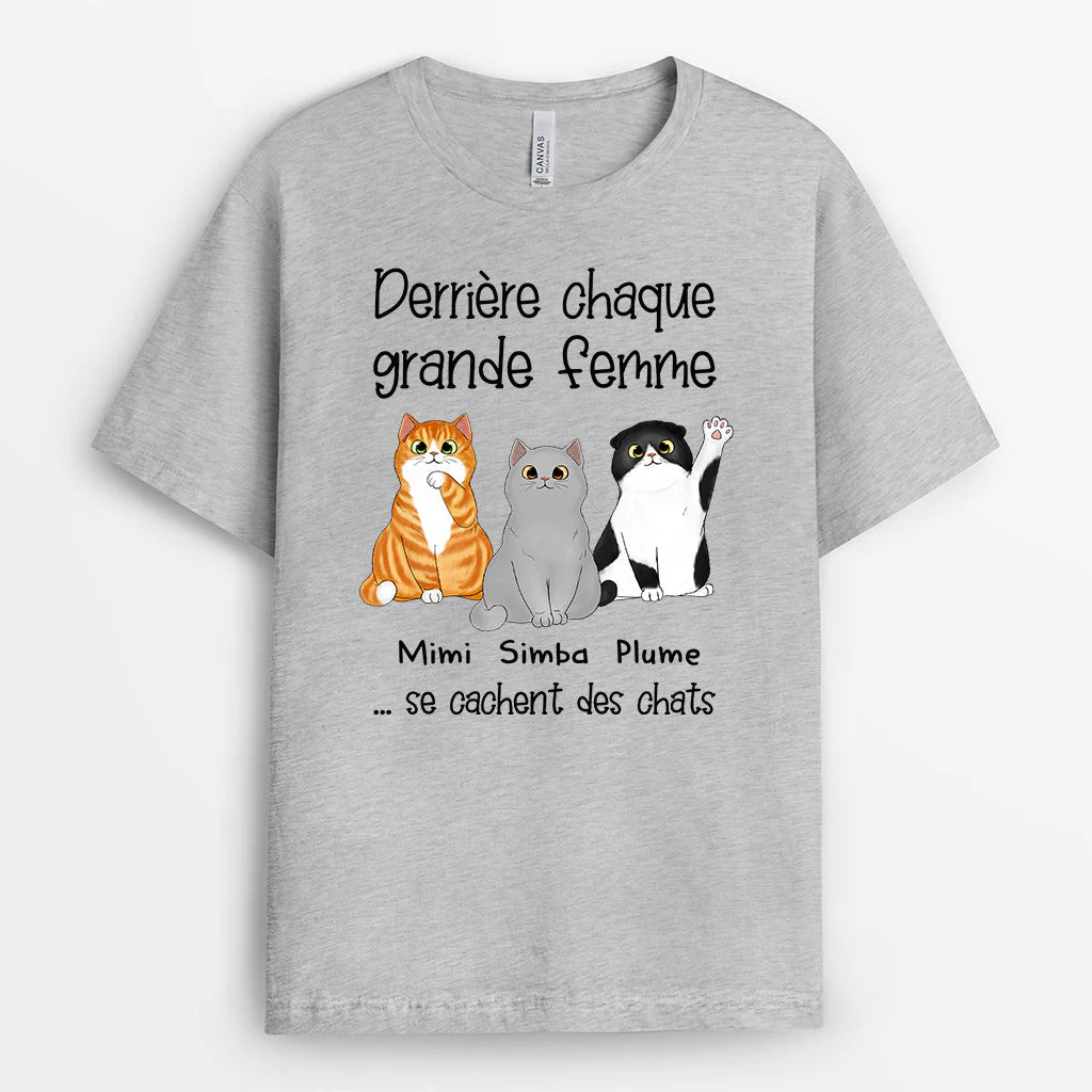 Tee Shirt Personnalisé Chat Femme - Derrière Chaque Femme Se Cachent des Chats - Image 2