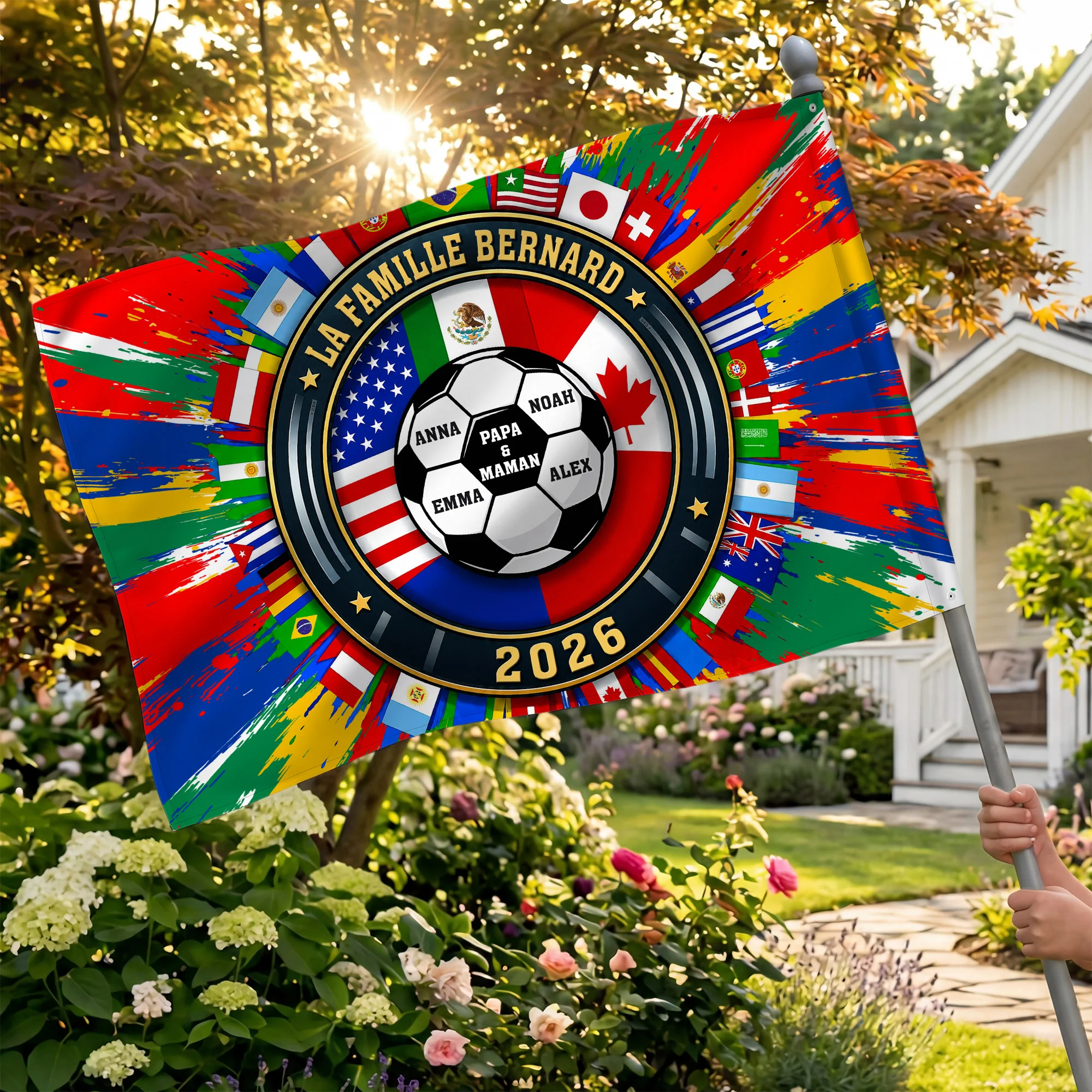 Drapeau Décoratif Pour Maison Personnalisable - Cadeau Football Pour Famille - Image 2