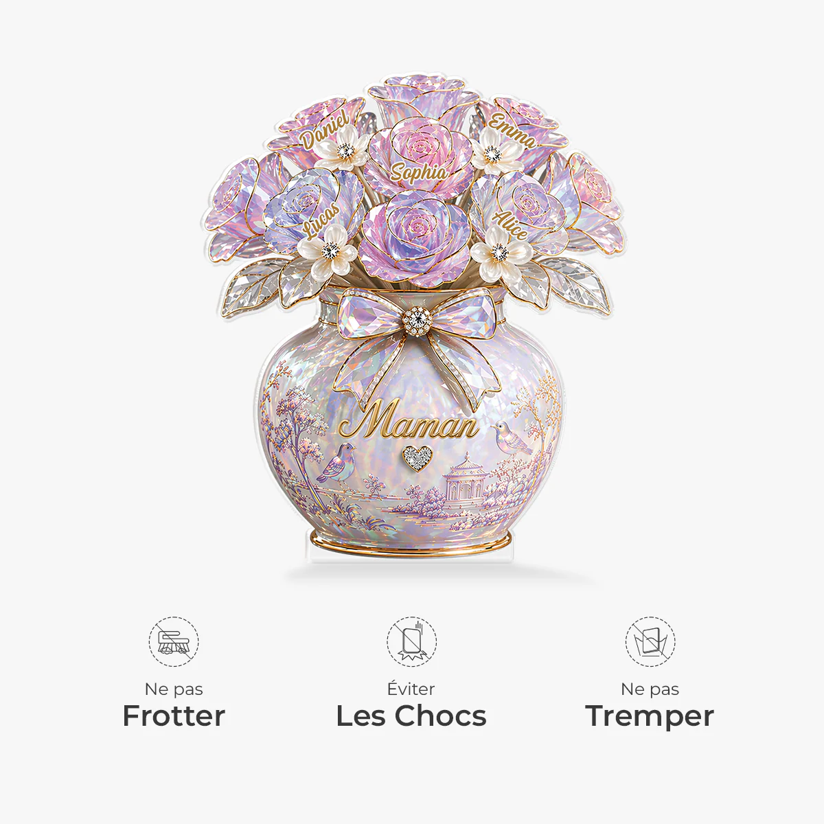 [Effet d'impression 3D] Bloc Acrylique Personnalisé Forme Originale - Belle Fleur Pour Maman Mamie - Image 4