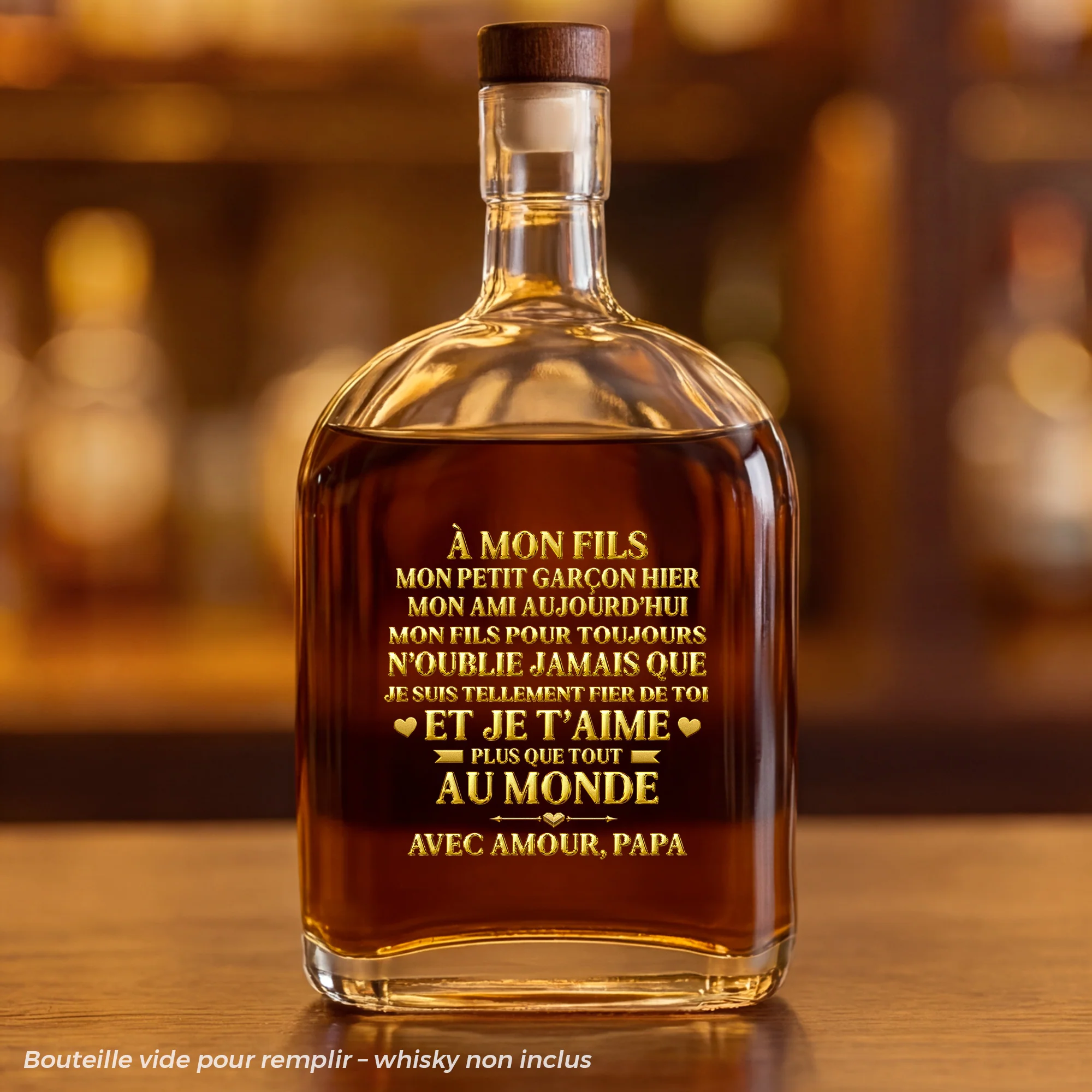 [Effet d'Impression 3D] Bouteille Whisky Personnalisable - Cadeau Pour Fils Et Petit-fils Je Suis Fier De Toi
