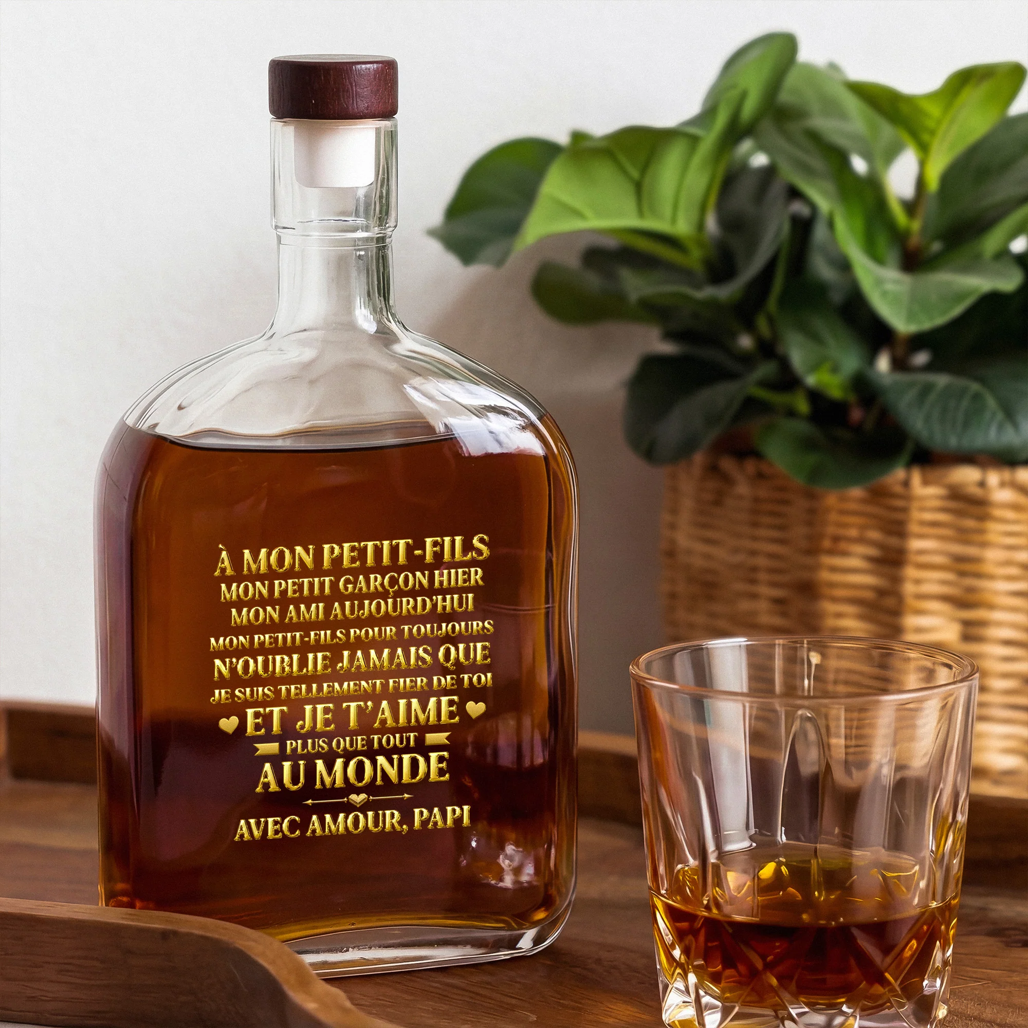 [Effet d'Impression 3D] Bouteille Whisky Personnalisable - Cadeau Pour Fils Et Petit-fils Je Suis Fier De Toi - Image 2