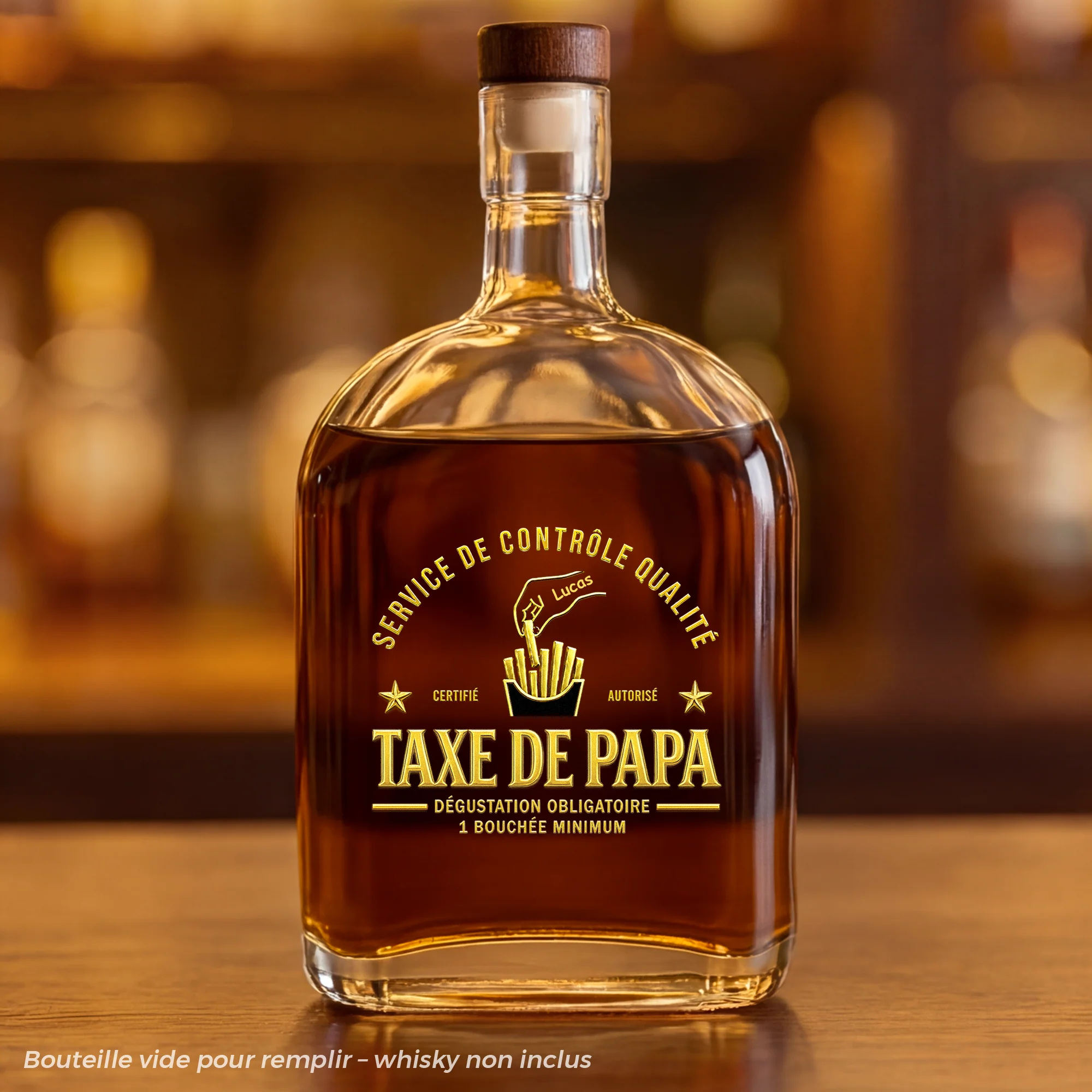 [Effet d'Impression 3D] Bouteille Whisky Personnalisée - Taxe De Papa Papy