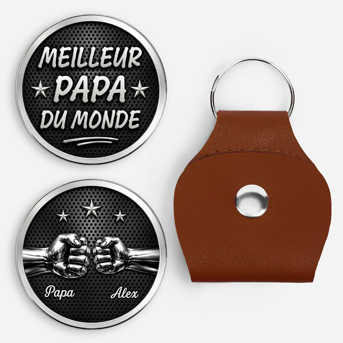 [Effet d'Impression 3D] Câlin De Poche Personnalisé - Cadeau Meilleur Papa Papy