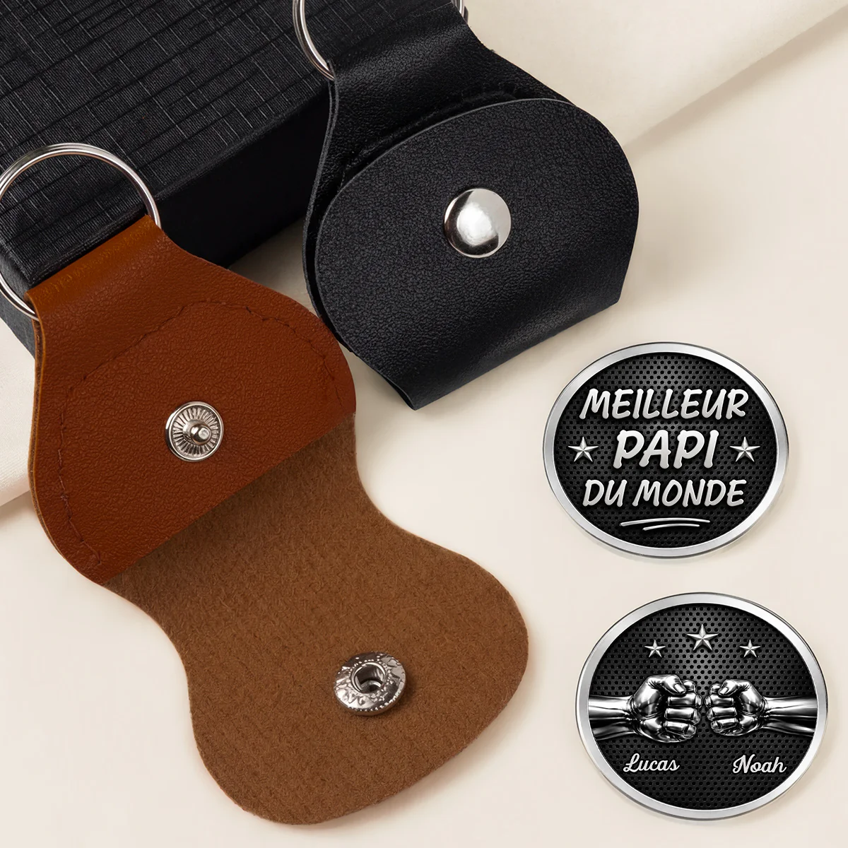 [Effet d'Impression 3D] Câlin De Poche Personnalisé - Cadeau Meilleur Papa Papy - Image 2