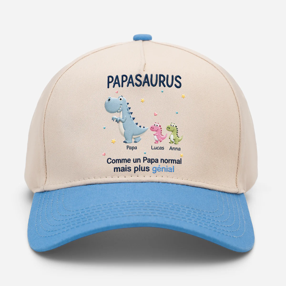 [Effet d'Impression 3D] Casquette De Baseball Personnalisable - Maman Papa Dinosaure Génial