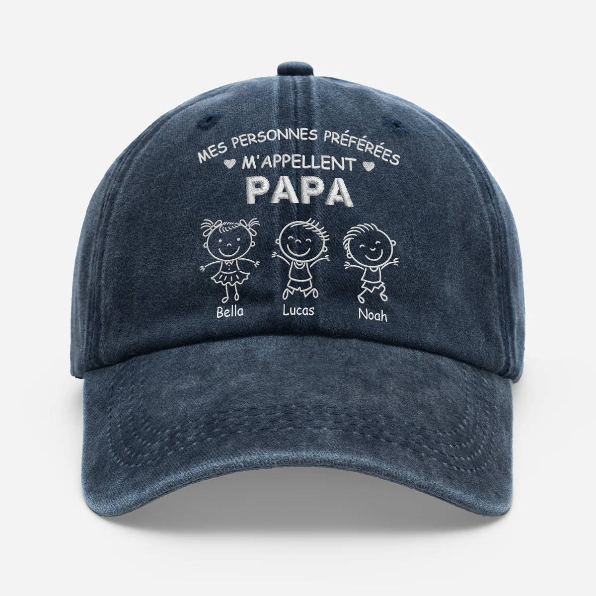 [Effet d'Impression 3D] Casquette Délavée Personnalisée - Appeler Maman Et Papa