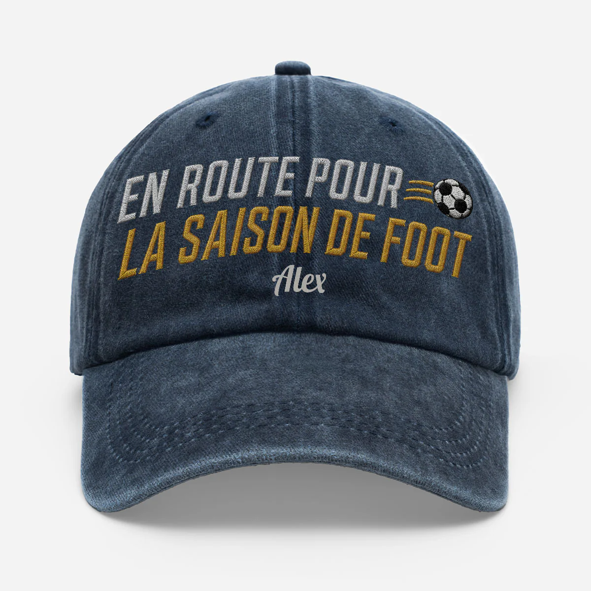 [Effet d'Impression 3D] Casquette Foot Personnalisée Délavée - Cadeau Football Avec Prénom