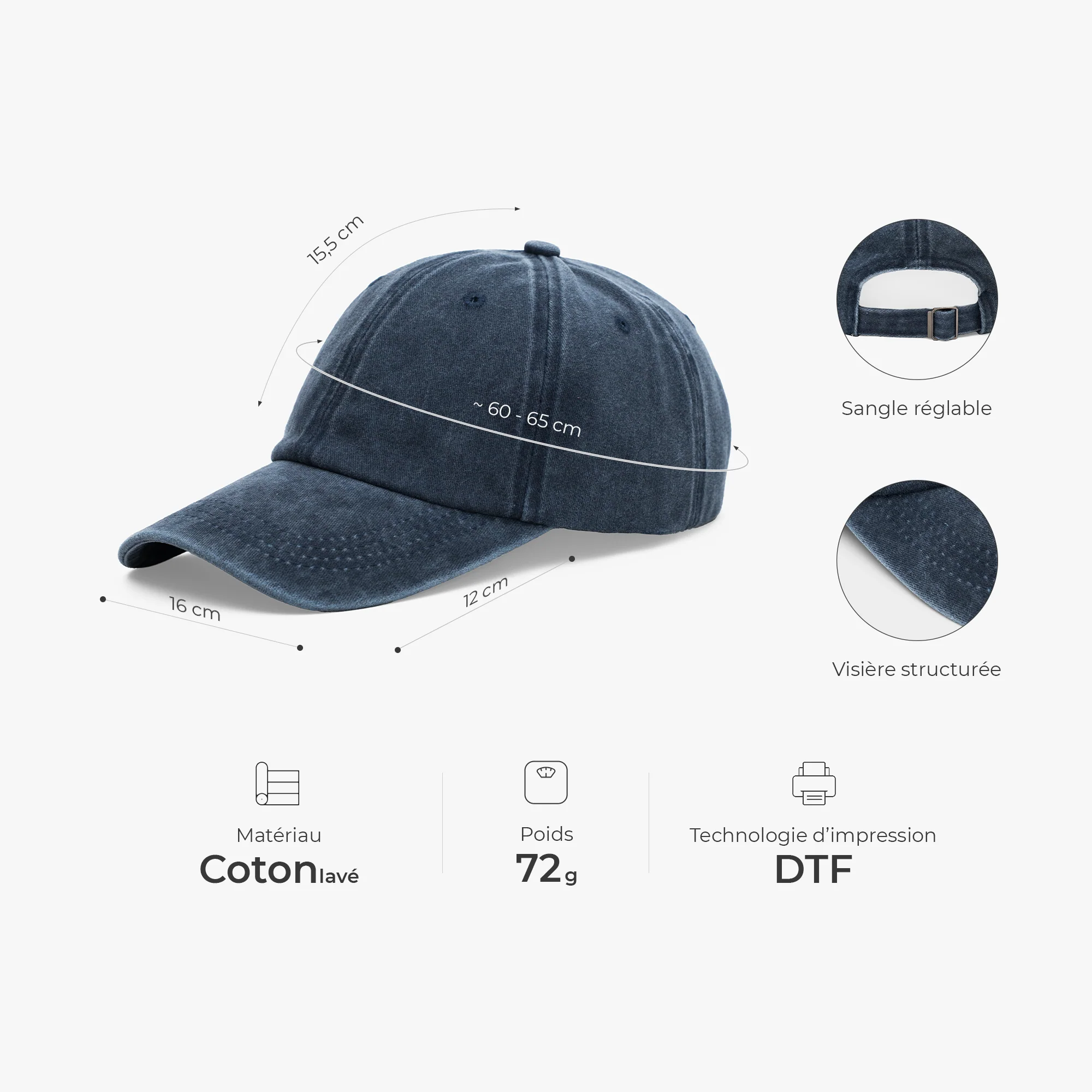 [Effet d'Impression 3D] Casquette Personnalisée Délavée - Cadeau Papa Papy En Mission - Image 3