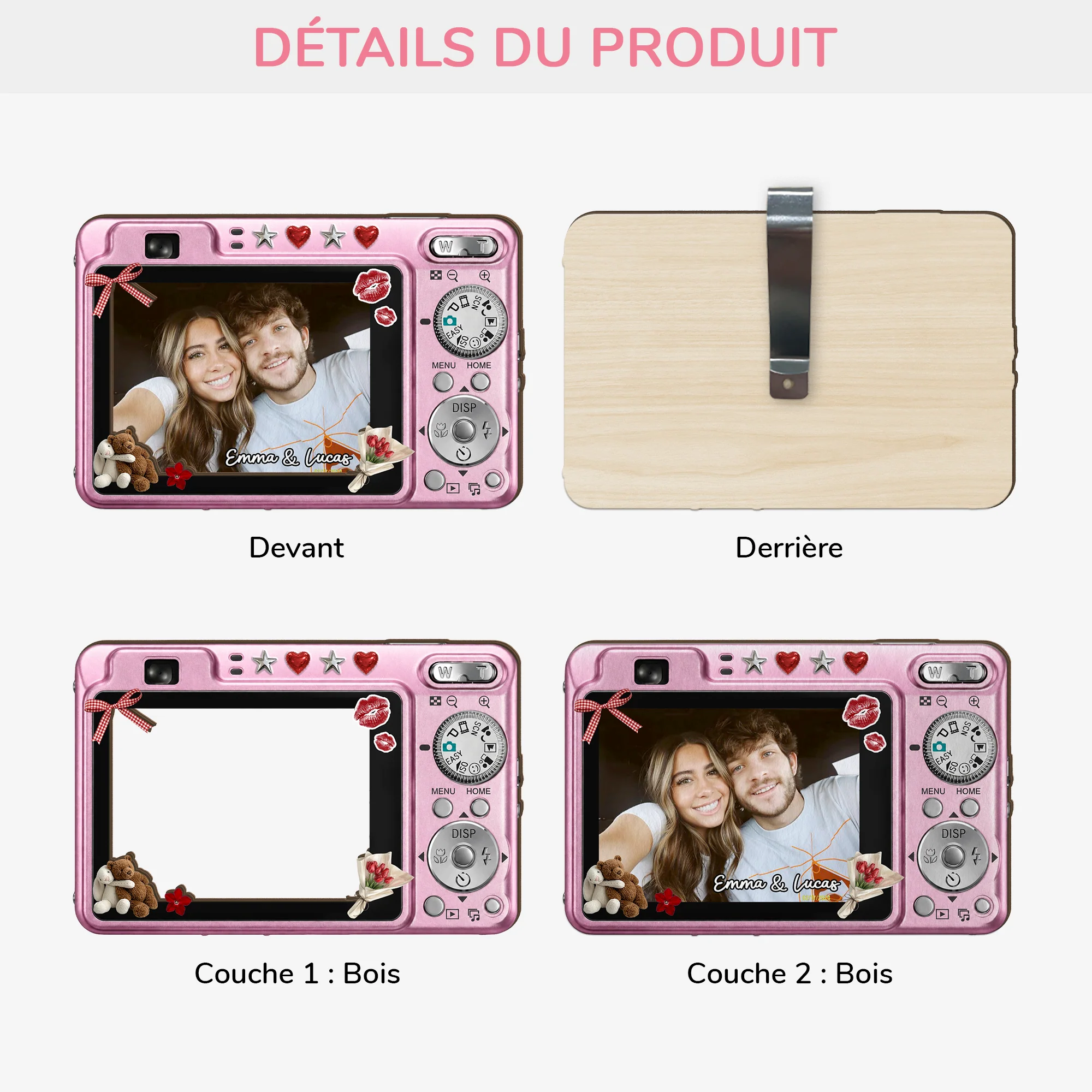 [Effet d'Impression 3D] Clip Pare-Soleil De Voiture Personnalisable Photo - Cadeau Pour Couple - Image 3