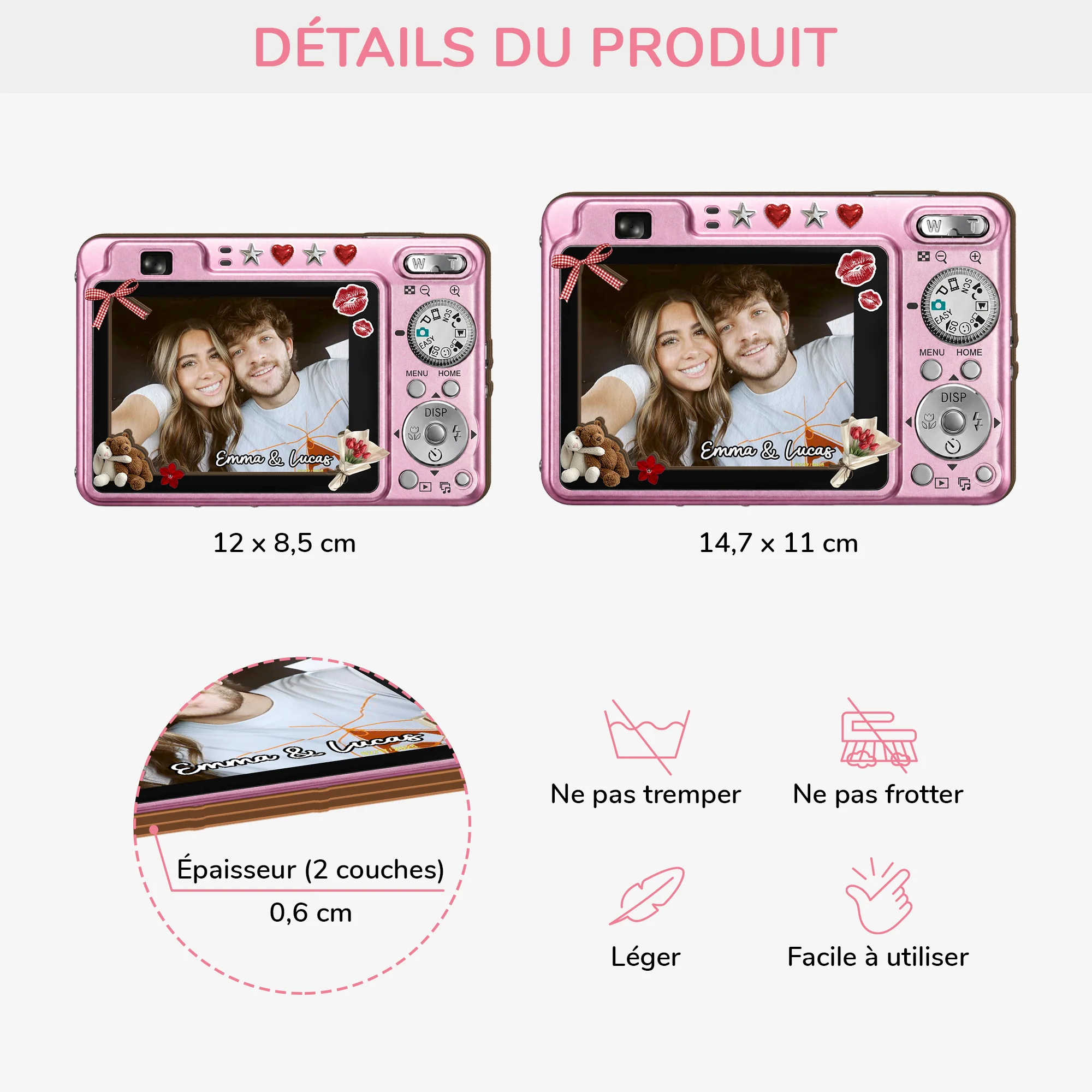 [Effet d'Impression 3D] Clip Pare-Soleil De Voiture Personnalisable Photo - Cadeau Pour Couple - Image 4