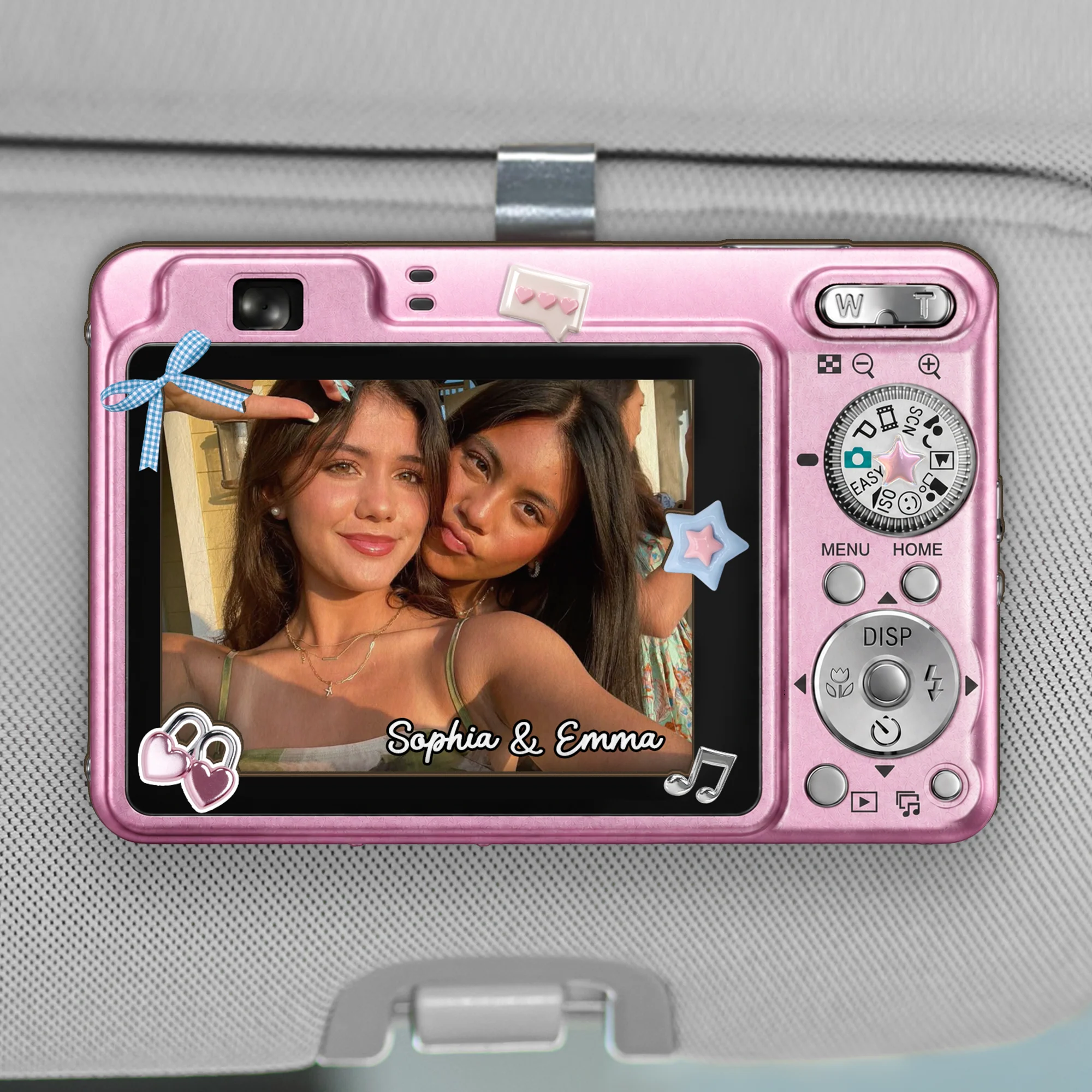 [Effet d'Impression 3D] Clip Pare-Soleil De Voiture Personnalisable Photo - Cadeau Pour Meilleure Amie