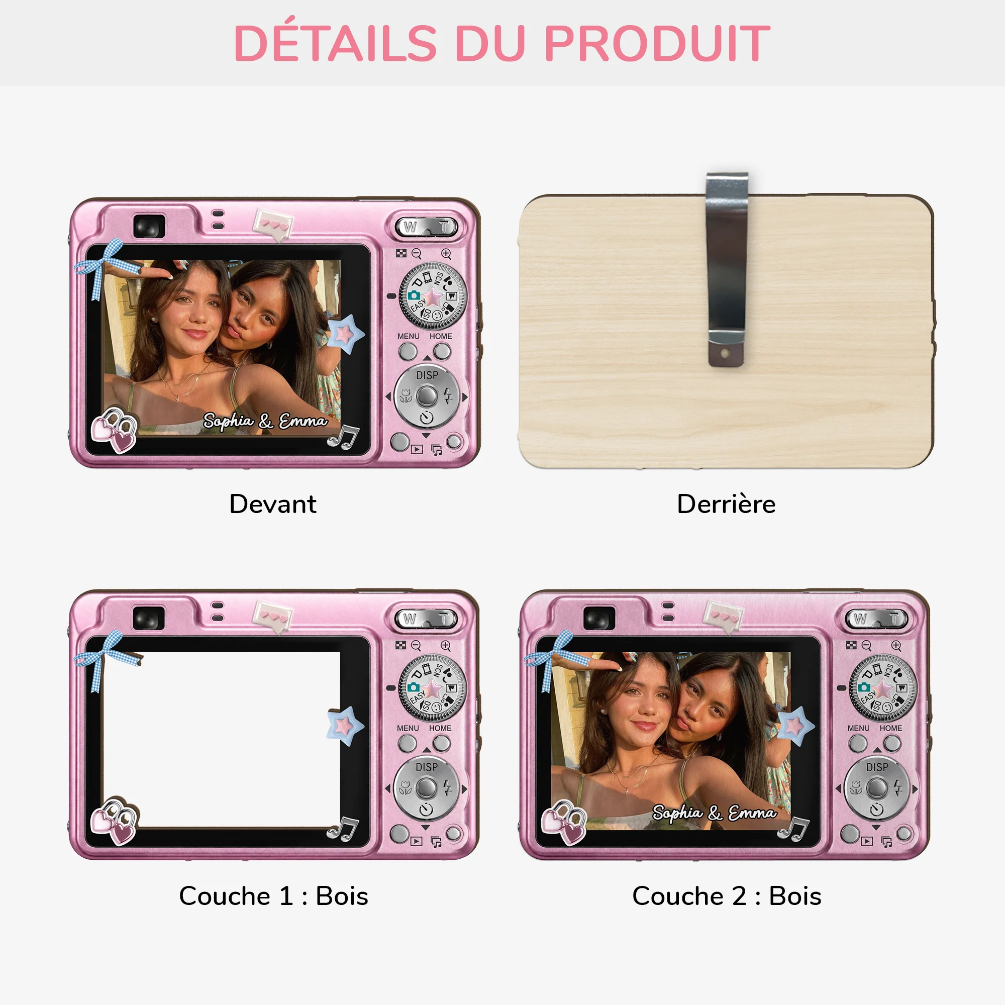 [Effet d'Impression 3D] Clip Pare-Soleil De Voiture Personnalisable Photo - Cadeau Pour Meilleure Amie - Image 3