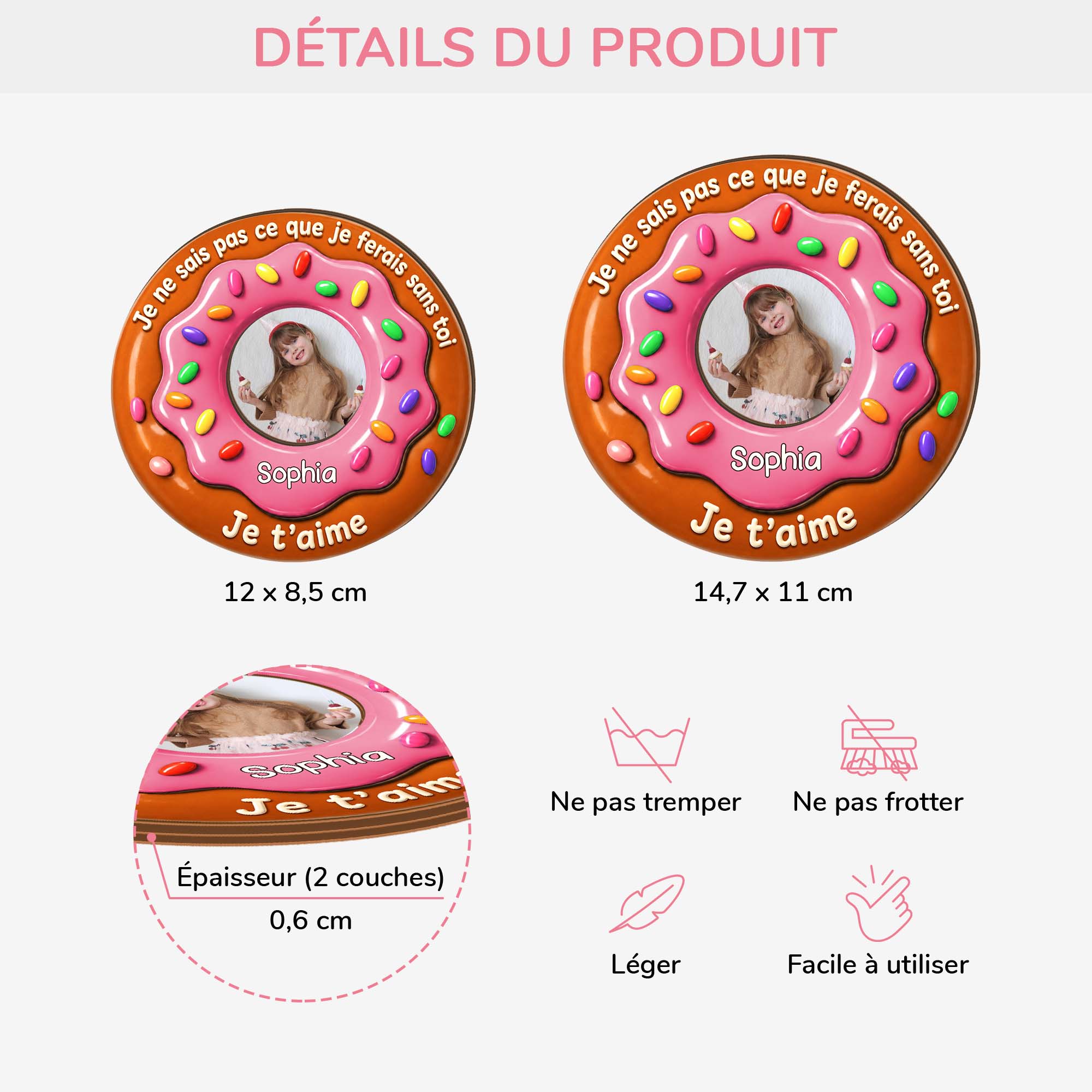 [Effet d'impression 3D] Clip Pare-Soleil De Voiture Personnalisé Beignet Avec Enfant - Bonne Fête Des Pères - Image 4
