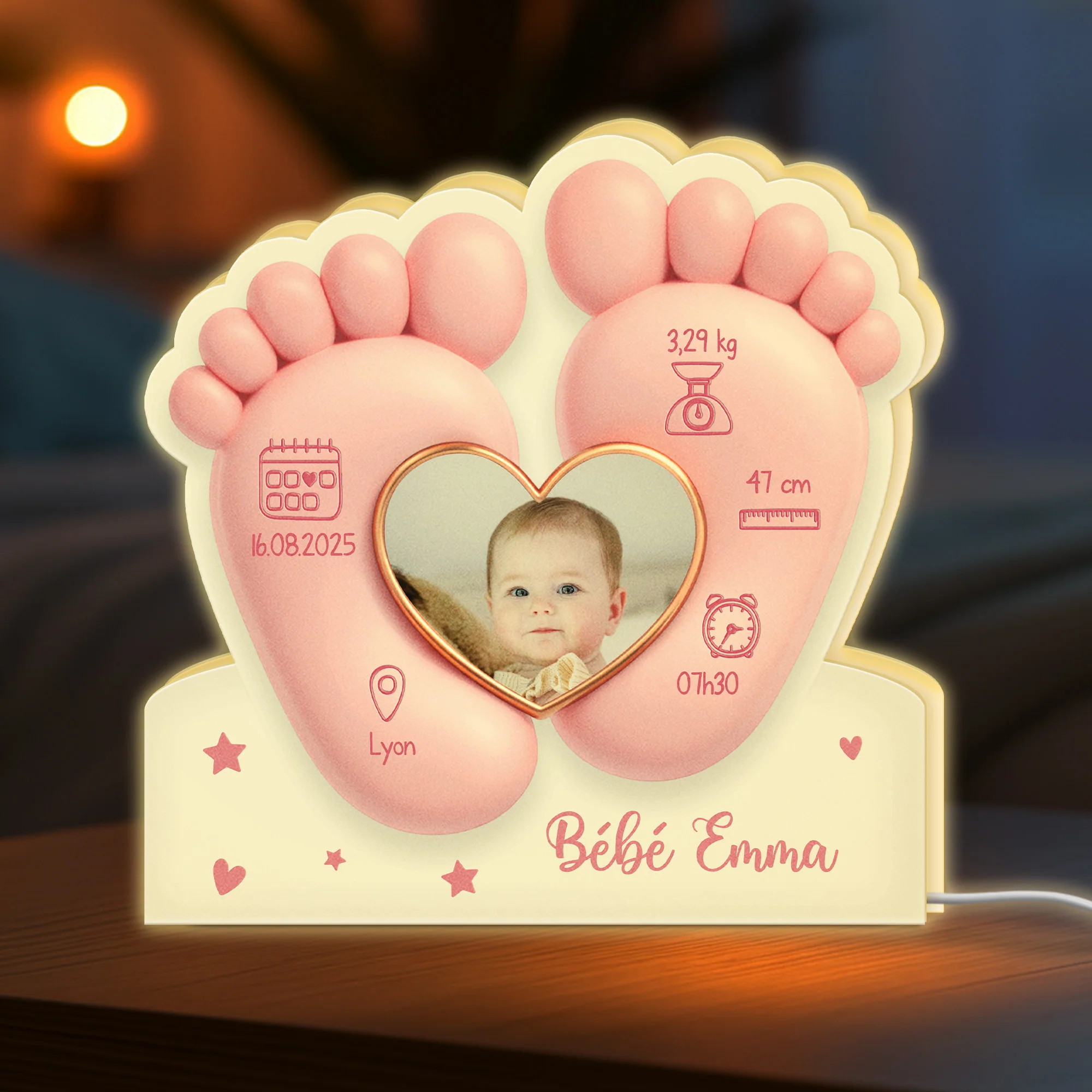 [Effet d'impression 3D] Lightbox Personnalisable - Joli Bébé De Maman