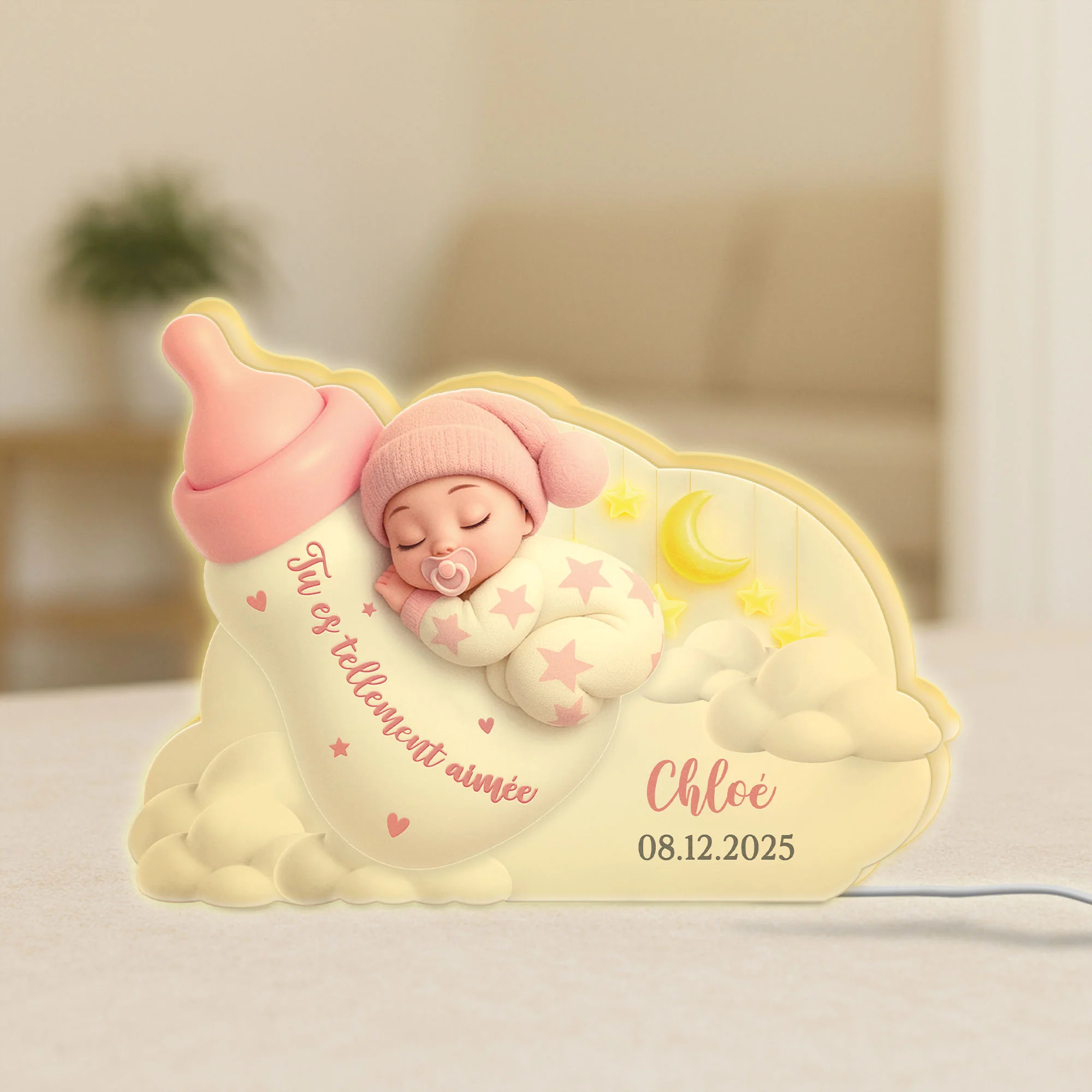 Lightbox Personnalisé Maman - Bébé Est Tellement Aimé