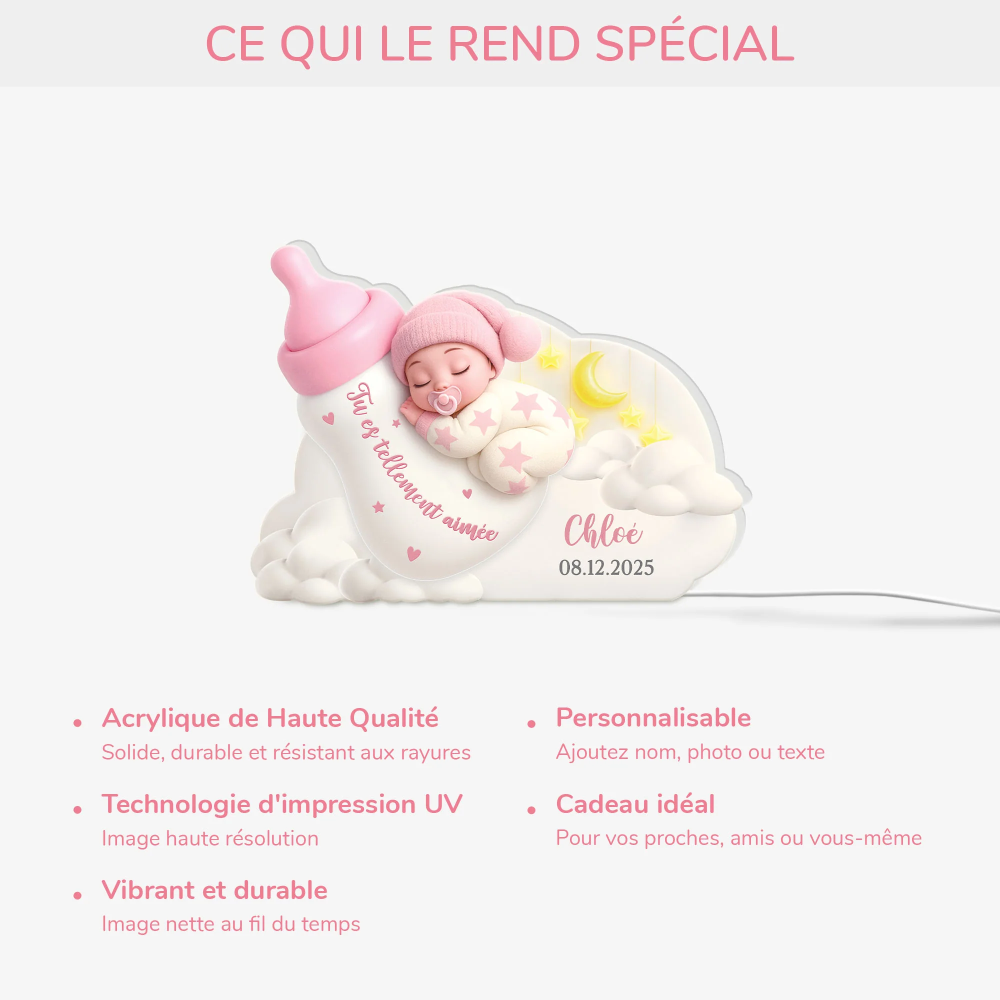 Lightbox Personnalisé Maman - Bébé Est Tellement Aimé - Image 4