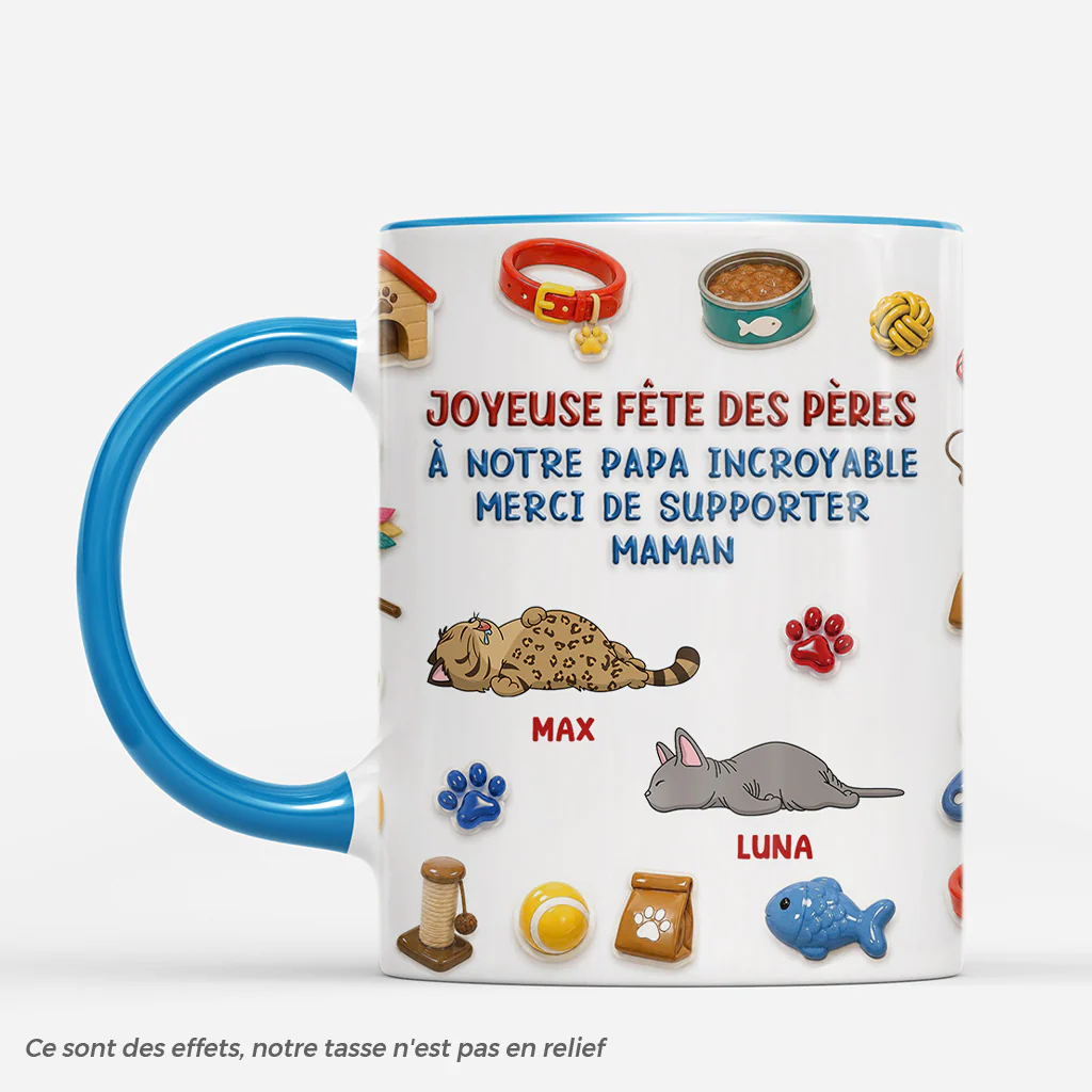 [Effet d'Impression 3D] Mug Chat Personnalisé - Bonne Fête Des Mères Pour Maman Chat