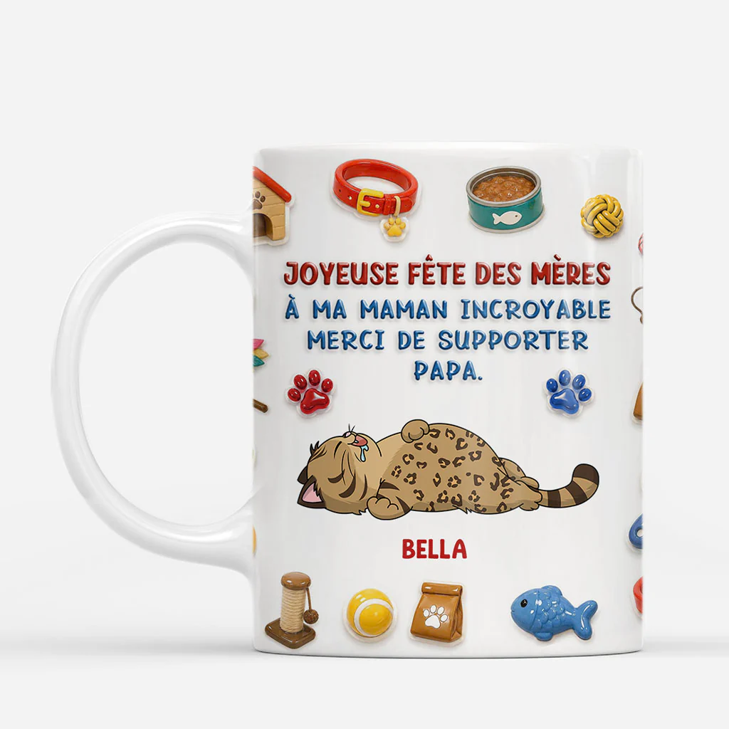 [Effet d'Impression 3D] Mug Chat Personnalisé - Bonne Fête Des Mères Pour Maman Chat - Image 2