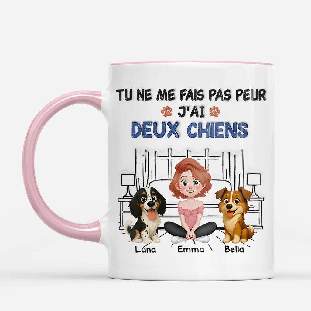 [Effet d'Impression 3D] Mug Chien Personnalisé - J'ai Deux Chiens - Image 2