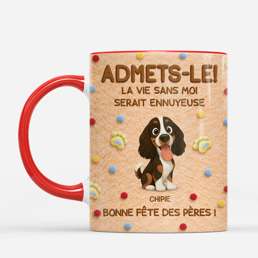 [Effet d'impression 3D] Mug Chien Personnalisé - La Vie Sans Nous Serait Ennuyeuse - Image 2