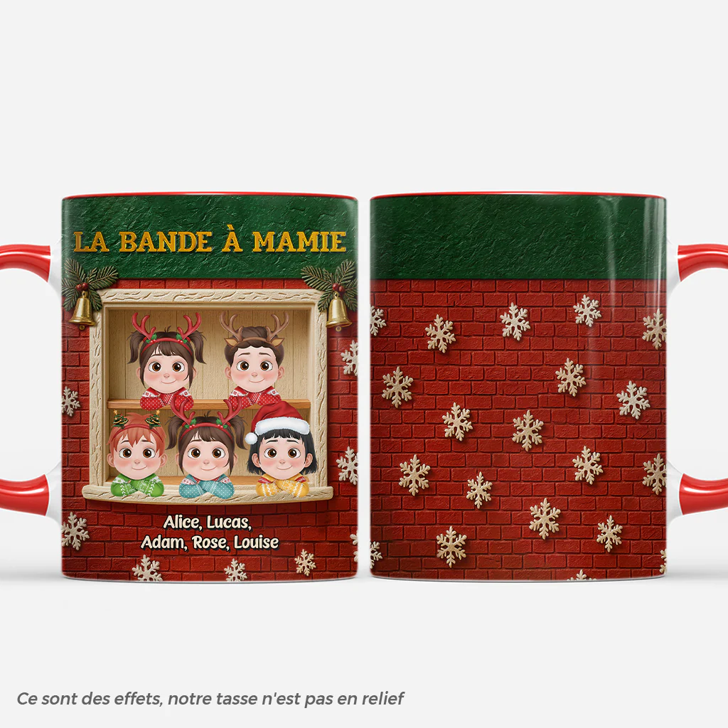 [Effet d'impression 3D] Mug De Noël Personnalisé - Bande À Mamie Papy