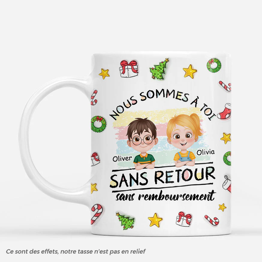 [Effet d'impression 3D] Mug De Noël Personnalisé - Les Enfants Sont À Maman Papa
