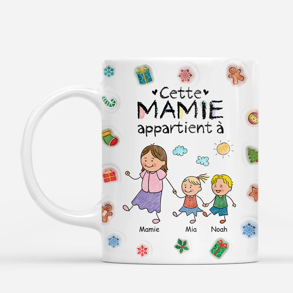 [Effet d'impression 3D] Mug De Noël Personnalisé - Papy Mamie Appartient À