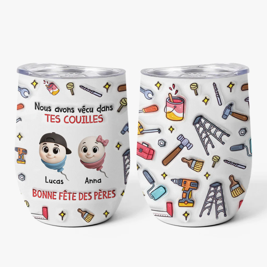 [Effet d'Impression 3D] Mug Isotherme Personnalisé 355ml Papa Maman - Cadeau Fête Des Pères Drôle