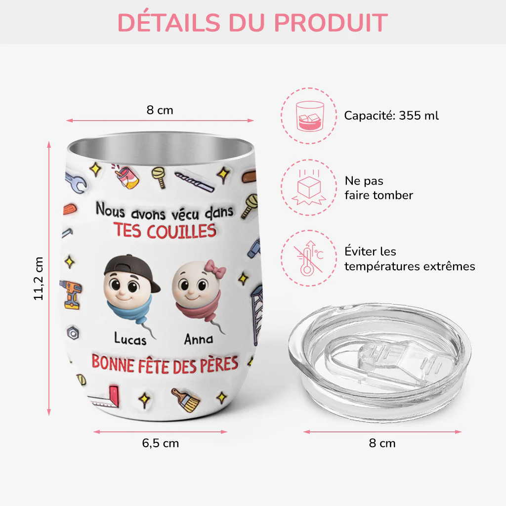 [Effet d'Impression 3D] Mug Isotherme Personnalisé 355ml Papa Maman - Cadeau Fête Des Pères Drôle - Image 3