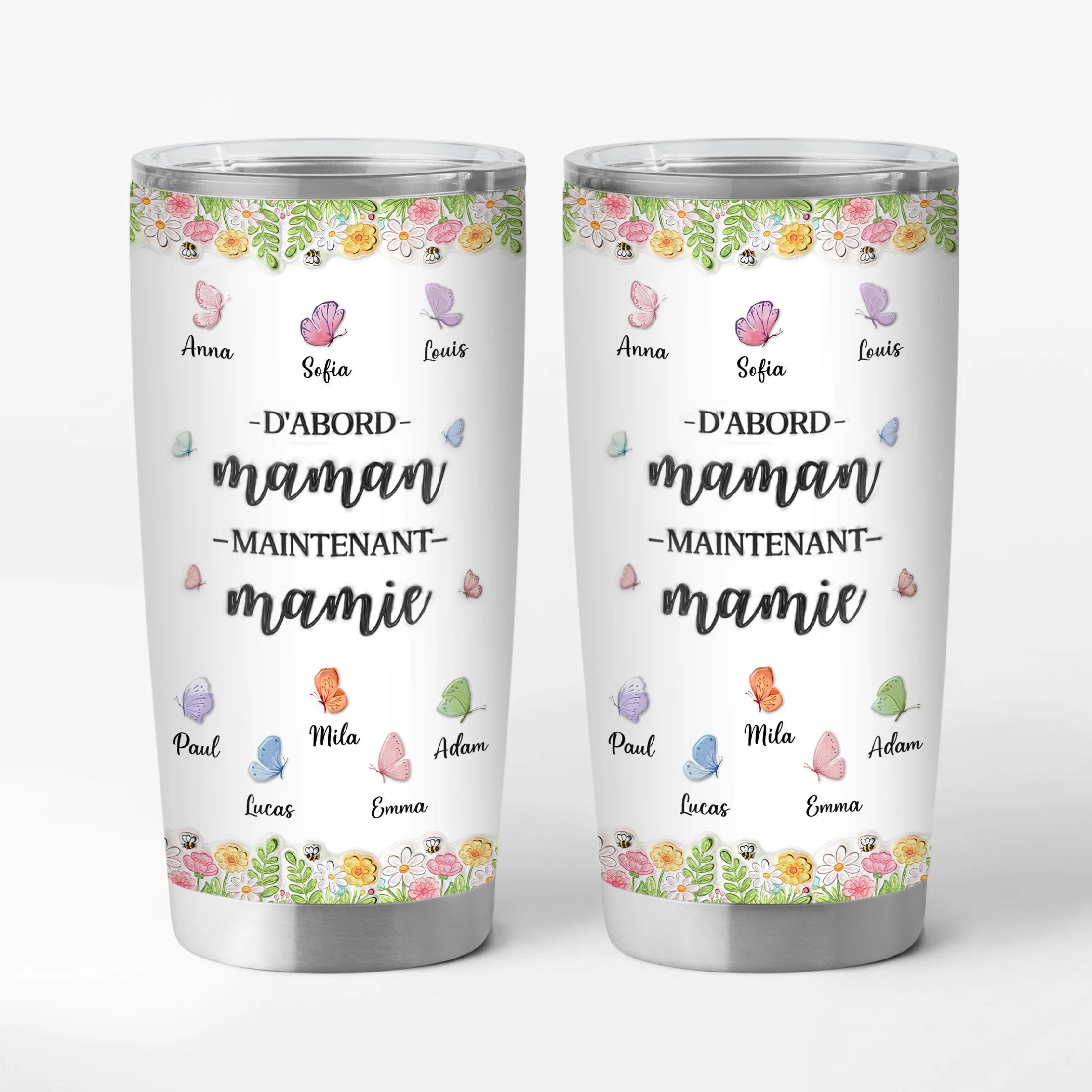 [Effet d'impression 3D] Mug Isotherme Personnalisé 590ml Avec Dessin - D'abord Maman Ensuite Mamie