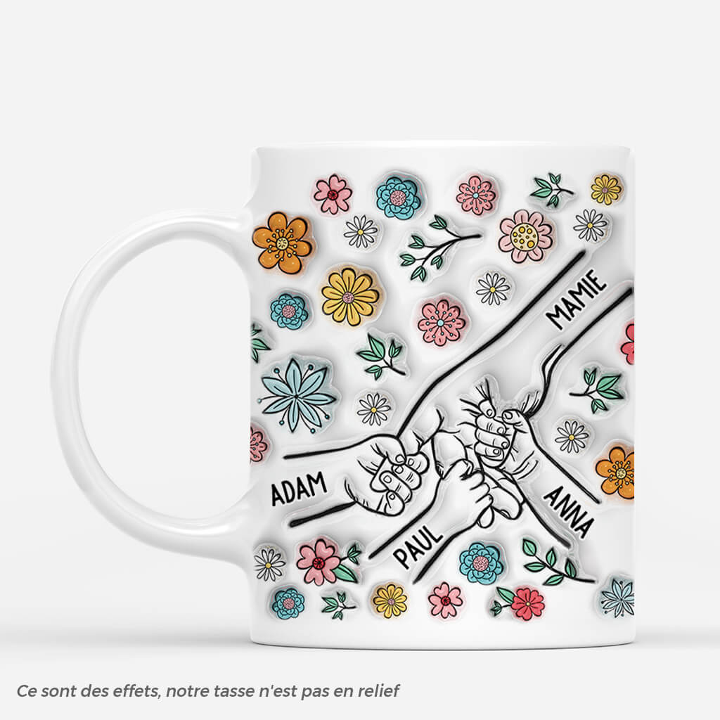 [Effet d'Impression 3D] Mug Personnalisé Maman - Maman - Fleur Neutre