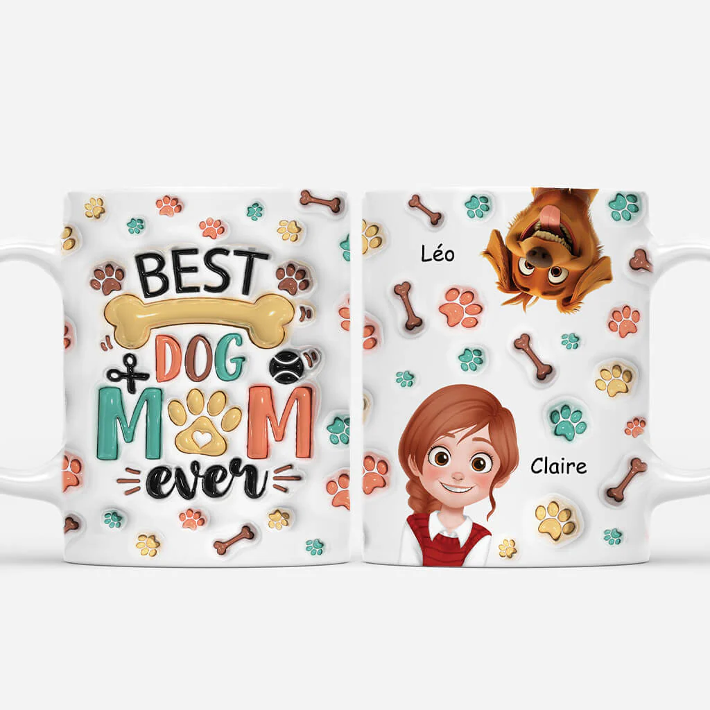 [Effet d'Impression 3D] Mug Personnalisé Maman - Meilleure Maman Chien