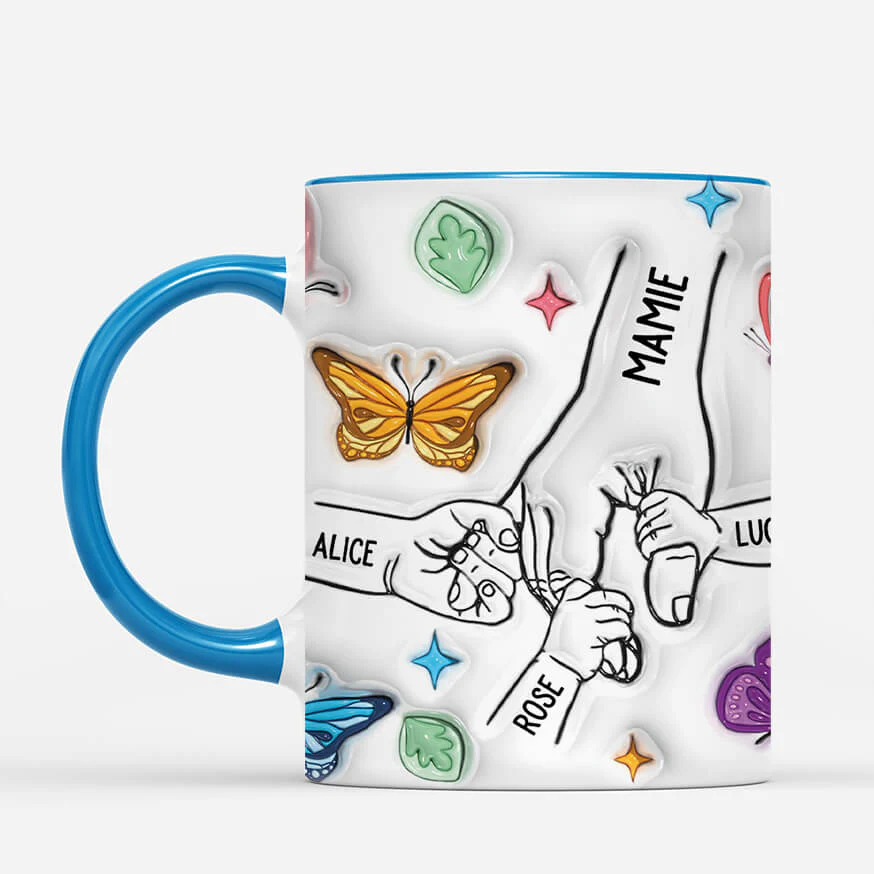 [Effet d'Impression 3D] Mug Personnalisé Maman - Maman Avec Fleurs Et Papillons - Image 2