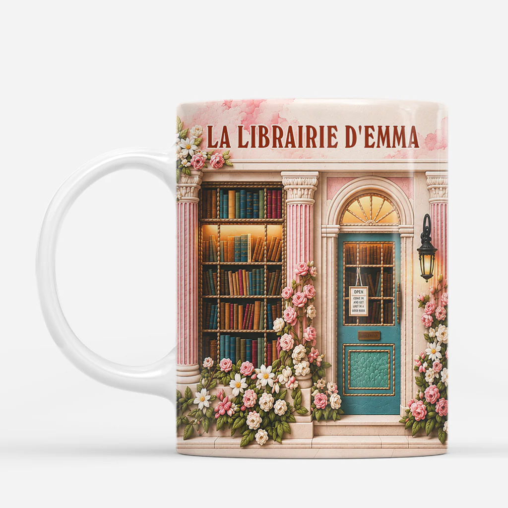 [Effet d'Impression 3D] Mug Personnalisé Amoureux Des Livres - La Librairie - Image 2