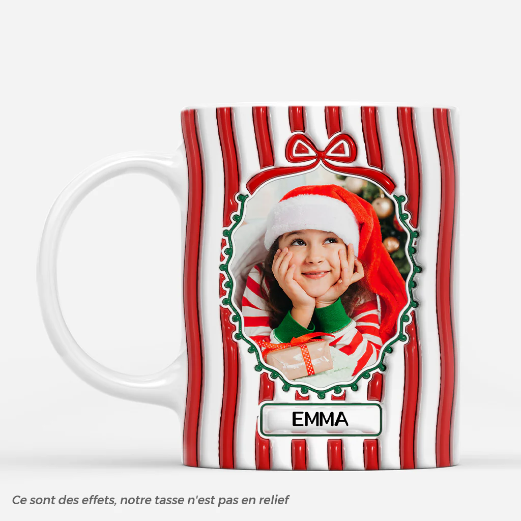 [Effet d'impression 3D] Tasse Personnalisée Prénom Et Photo - Mon Noël