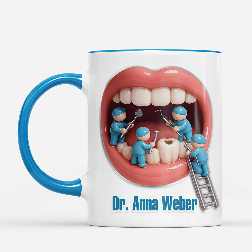 [Effet d'Impression 3D] Mug Personnalisé Avec Prénom - Cadeau Dentiste Original - Image 2