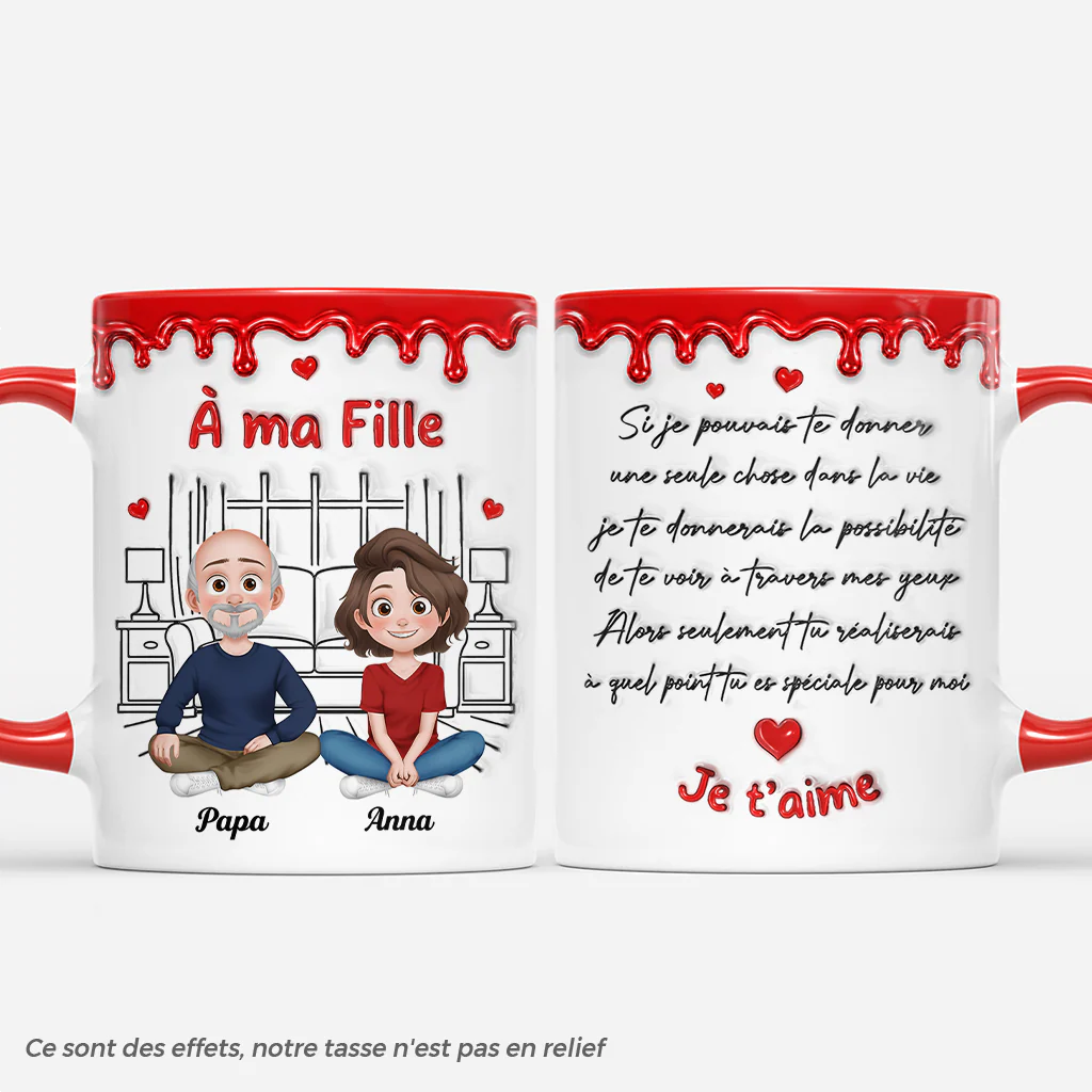 [Effet d'Impression 3D] Mug Personnalisé Avec Prénom - Ma Fille/Fils/Petite-fille/Petit-fils À Travers Mes Yeux