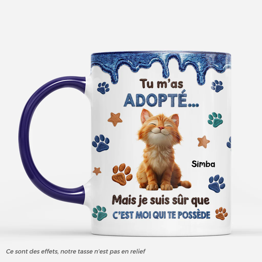 [Effet d'Impression 3D] Mug Personnalisé Chat - C’est Mon Chat Qui Me Possède