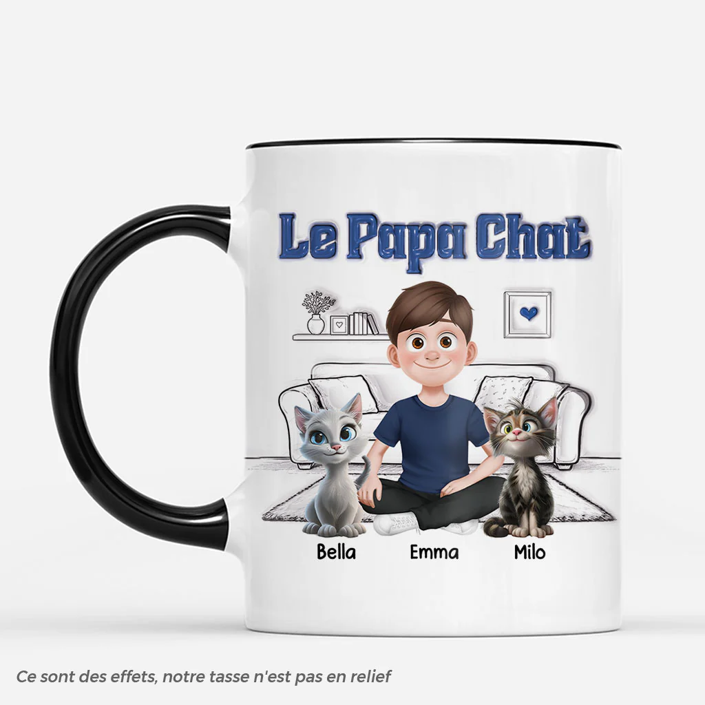 [Effet d'Impression 3D] Mug Personnalisé Chat - Cadeau Famille Et Chat