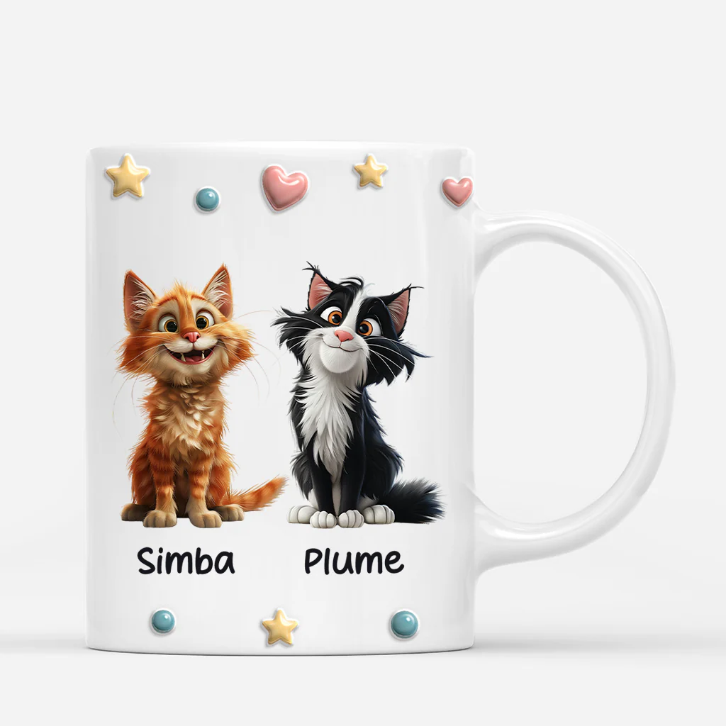 [Effet d'Impression 3D] Mug Personnalisé Chat - Cadeau Papa Chat Supporter Mes Merdes - Image 3