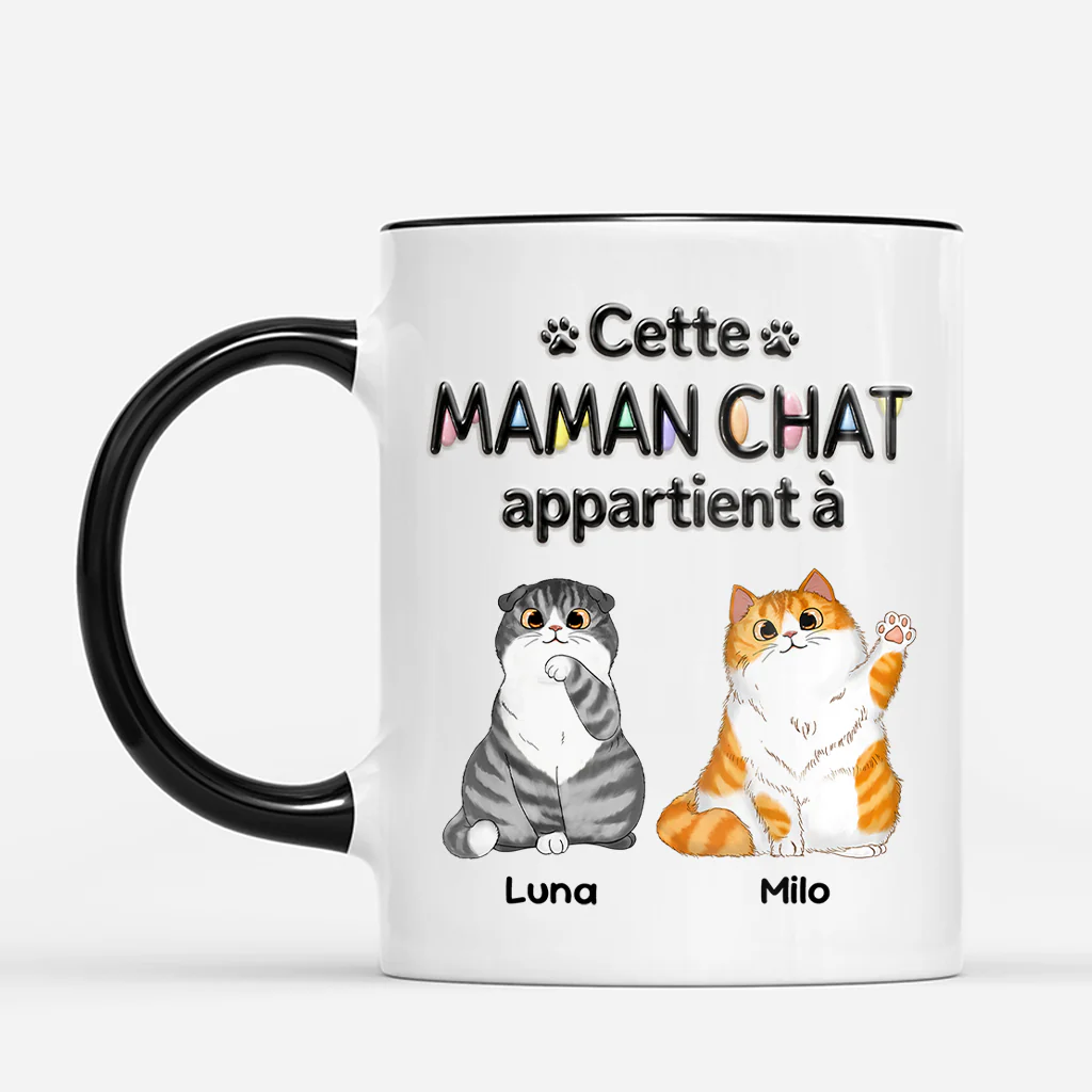 [Effet d'Impression 3D] Mug Personnalisé Chat - Ce Papa Chat Appartient À - Image 2
