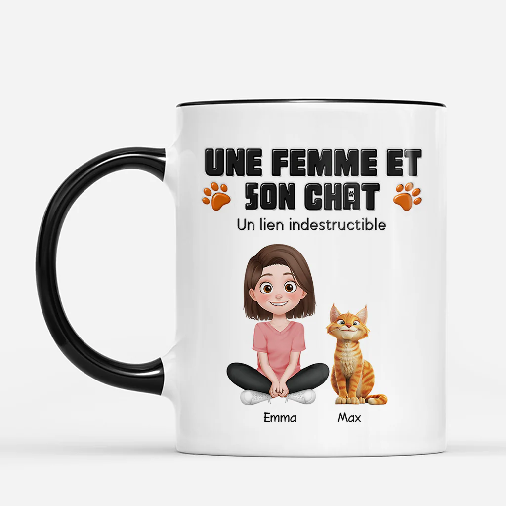 [Effet d'Impression 3D] Mug Personnalisé Chat - Homme Et Chat - Image 2