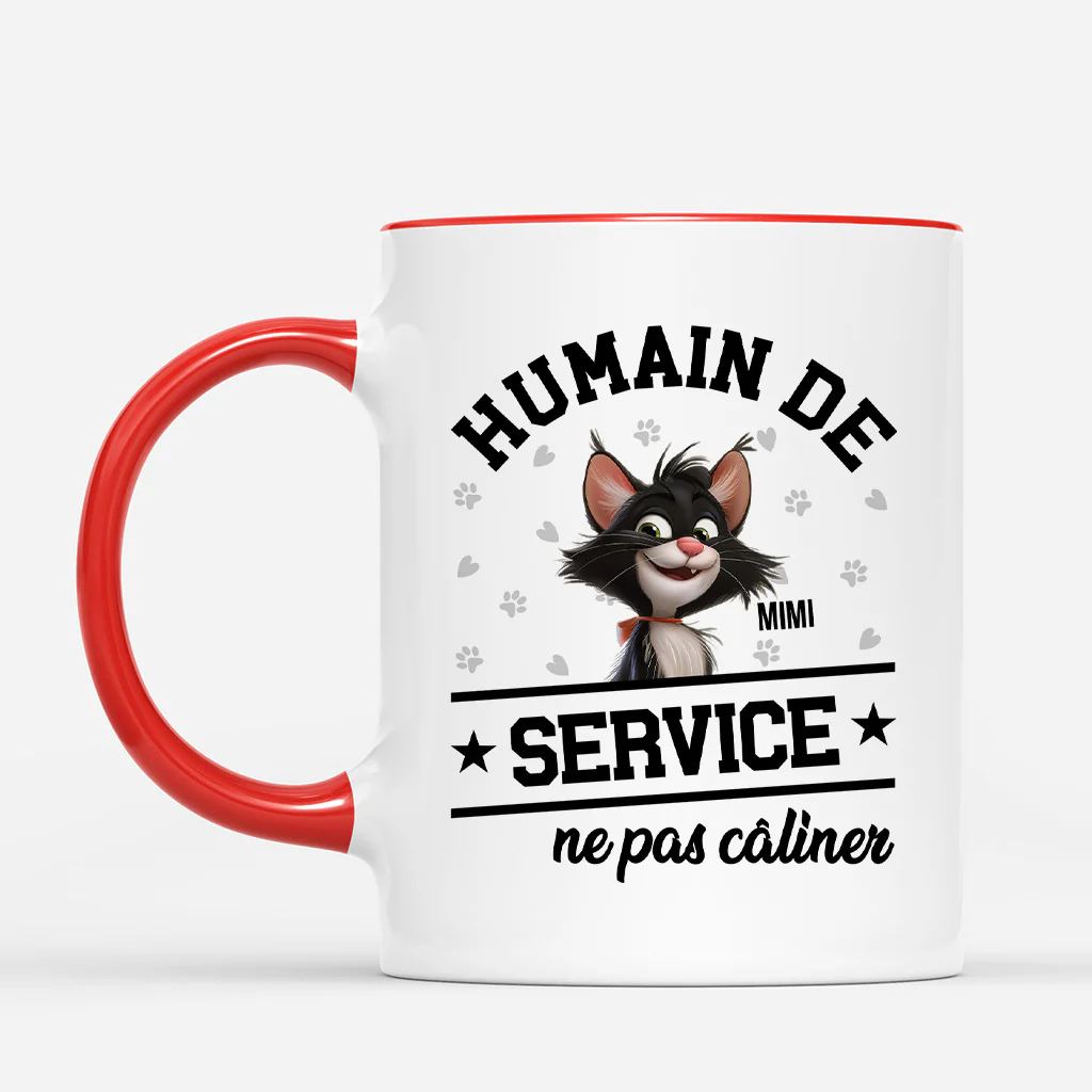 [Effet d'Impression 3D] Mug personnalisé chat et maître – Humain de service - Image 2