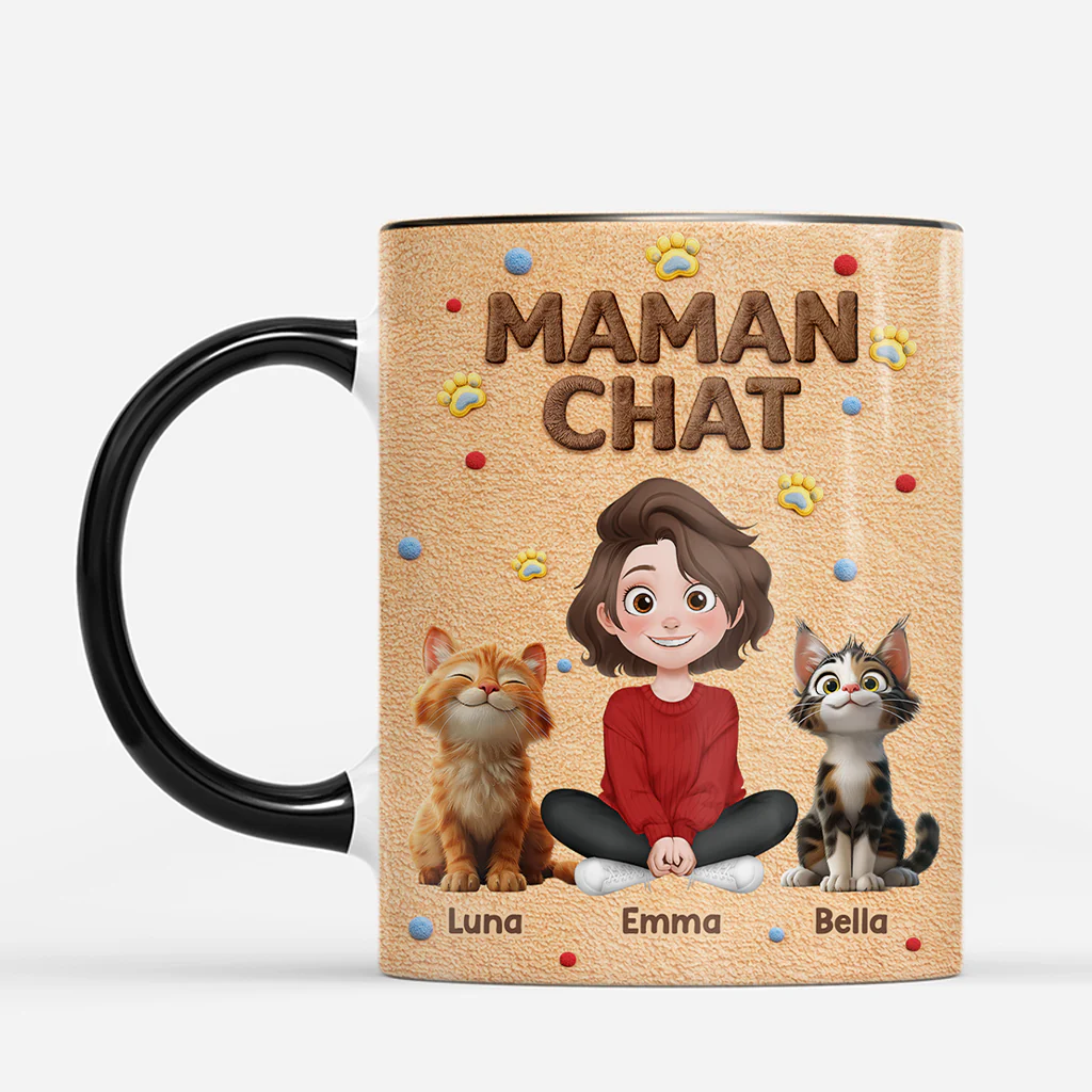 [Effet d'impression 3D] Tasse Personnalisée Maman Chat - Papa / Maman Chat Avec Patte - Image 2