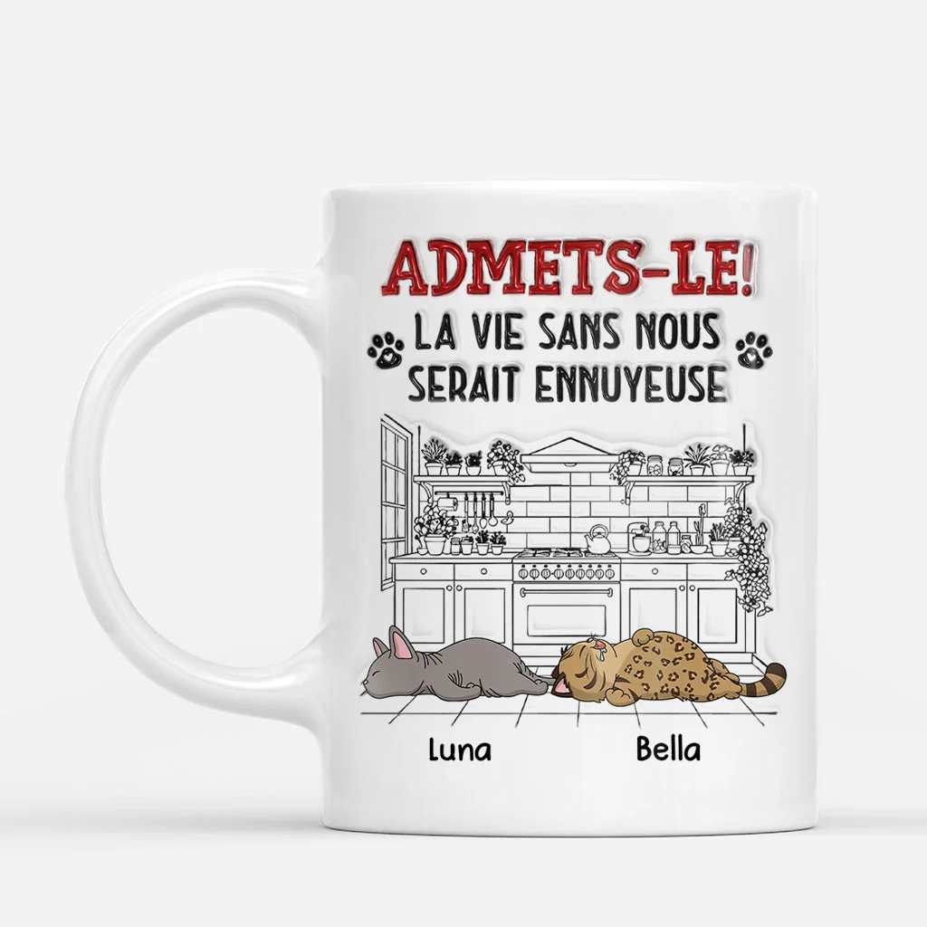 [Effet d'Impression 3D] Mug Personnalisé Chat - Meilleure Vie Cadeau Avec Chat - Image 2