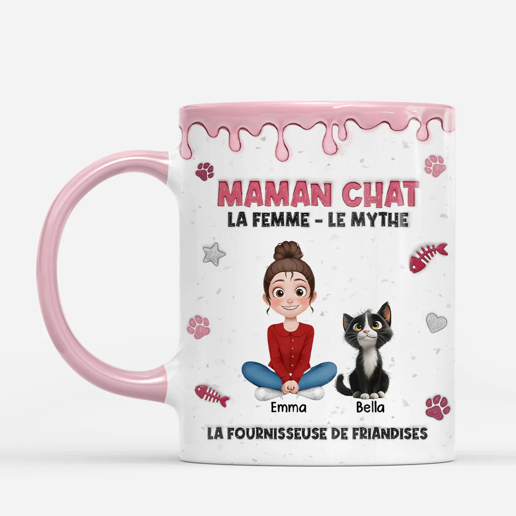 [Effet d'Impression 3D] Mug Personnalisé Chat - Papa Chat Une Légende - Image 2