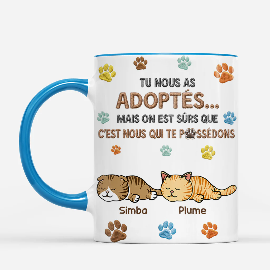 [Effet d'Impression 3D] Mug Personnalisé Chat - Tu M’as Peut-être Adopté - Image 2